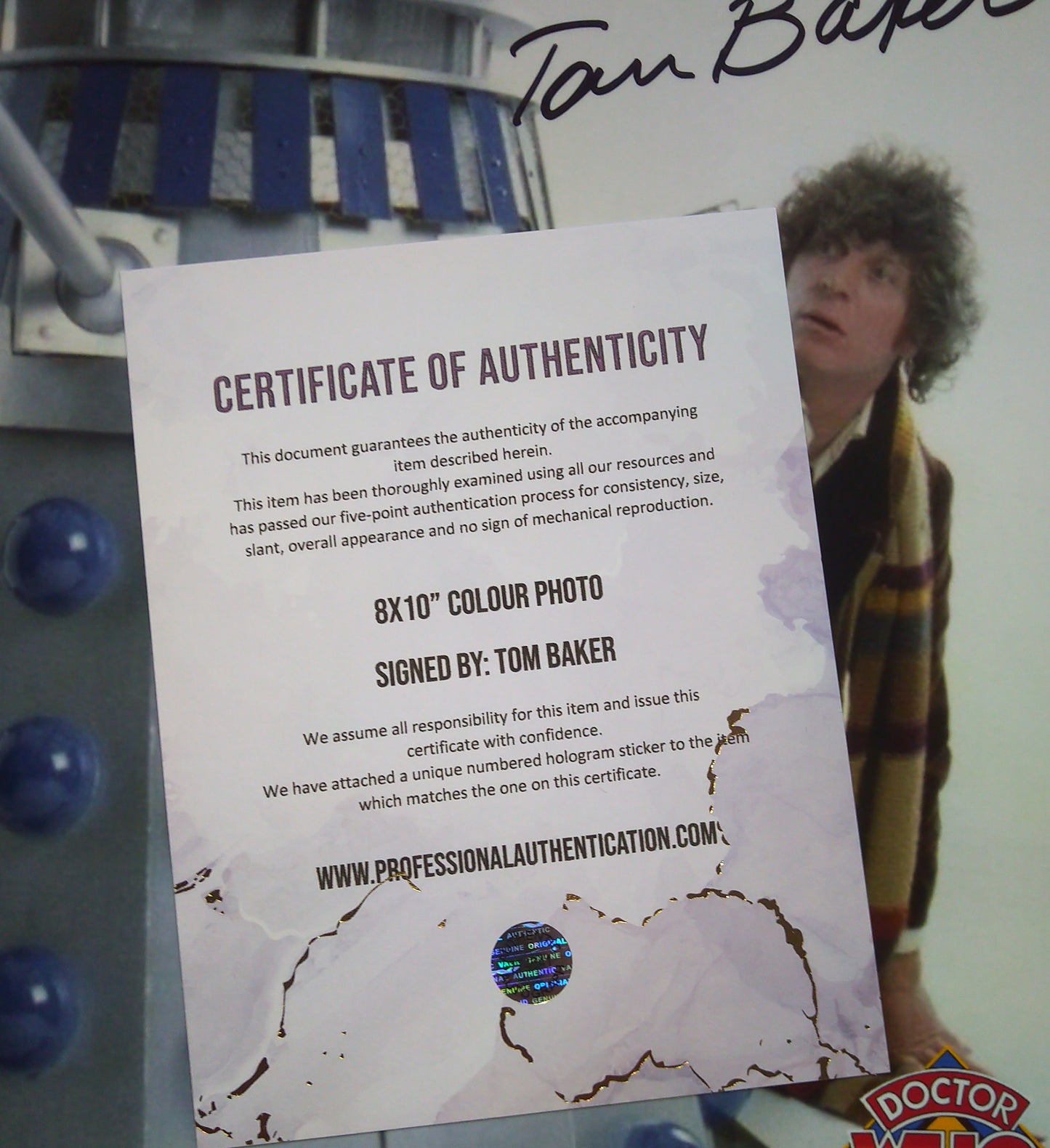 Tom Baker Hand Signed Autograph 8x10 Photo COA Doctor Who
