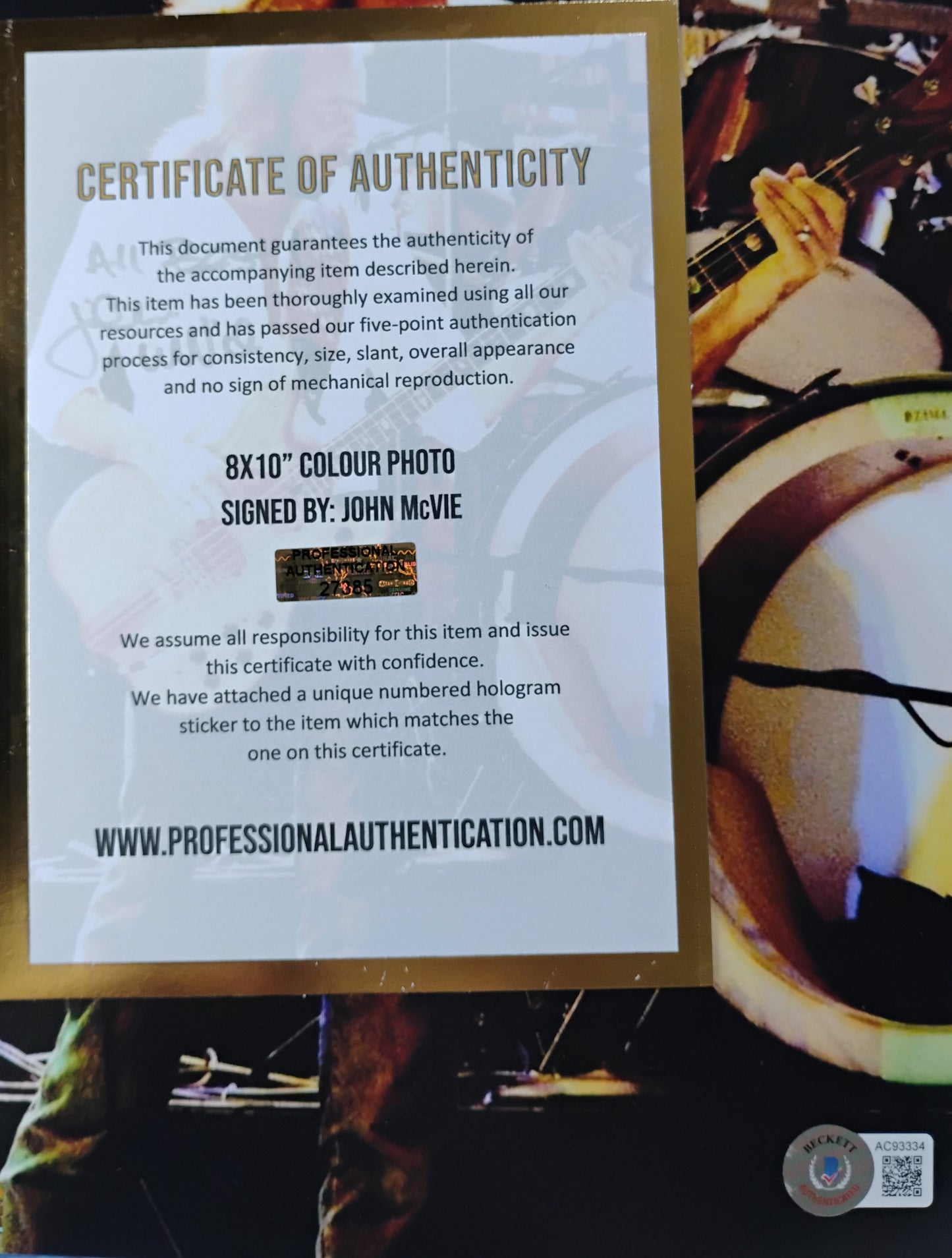 John McVie Hand Signed Autograph 8x10 Photo BAS COA Fleetwood Mac