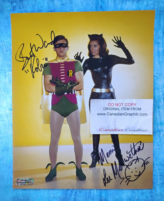 Burt Ward & Lee Meriwether Hand Signed Autograph 8x10 Photo COA