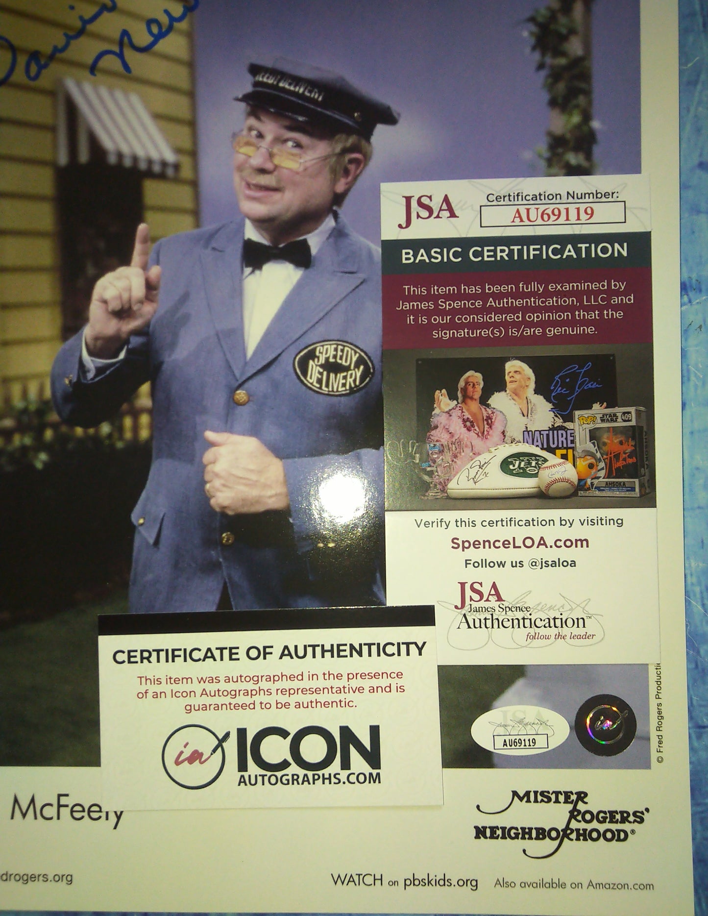 David Newell Hand Signed Autograph 8x10 Photo COA + JSA Mister Rogers