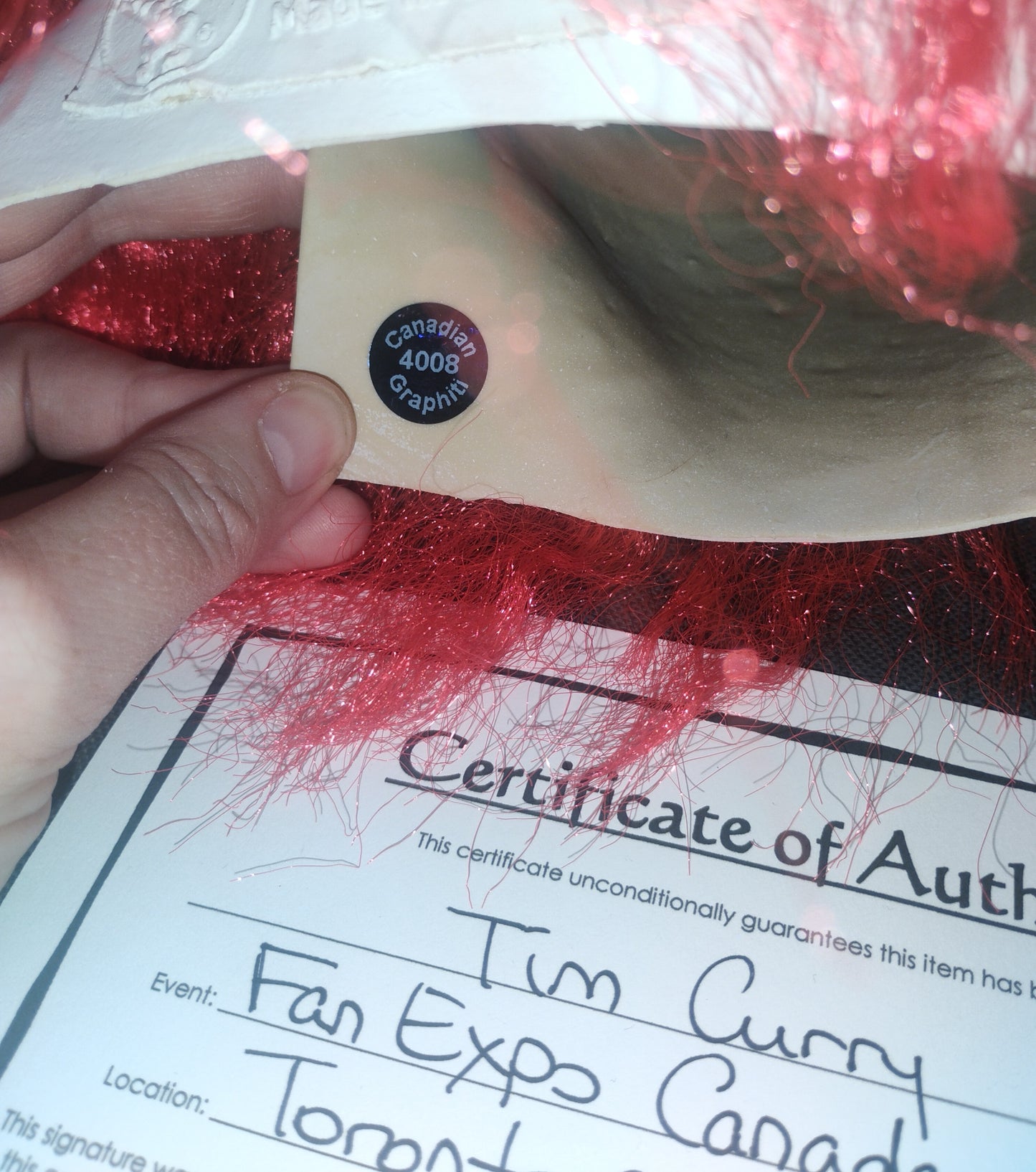 Tim Curry Hand Signed Autograph Pennywise Mask COA