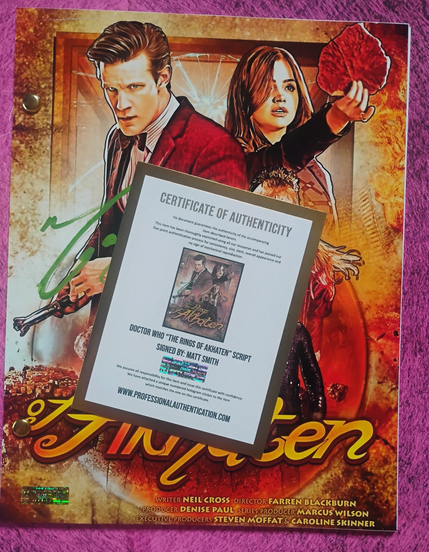 Matt Smith Hand Signed Autograph Doctor Who Script COA