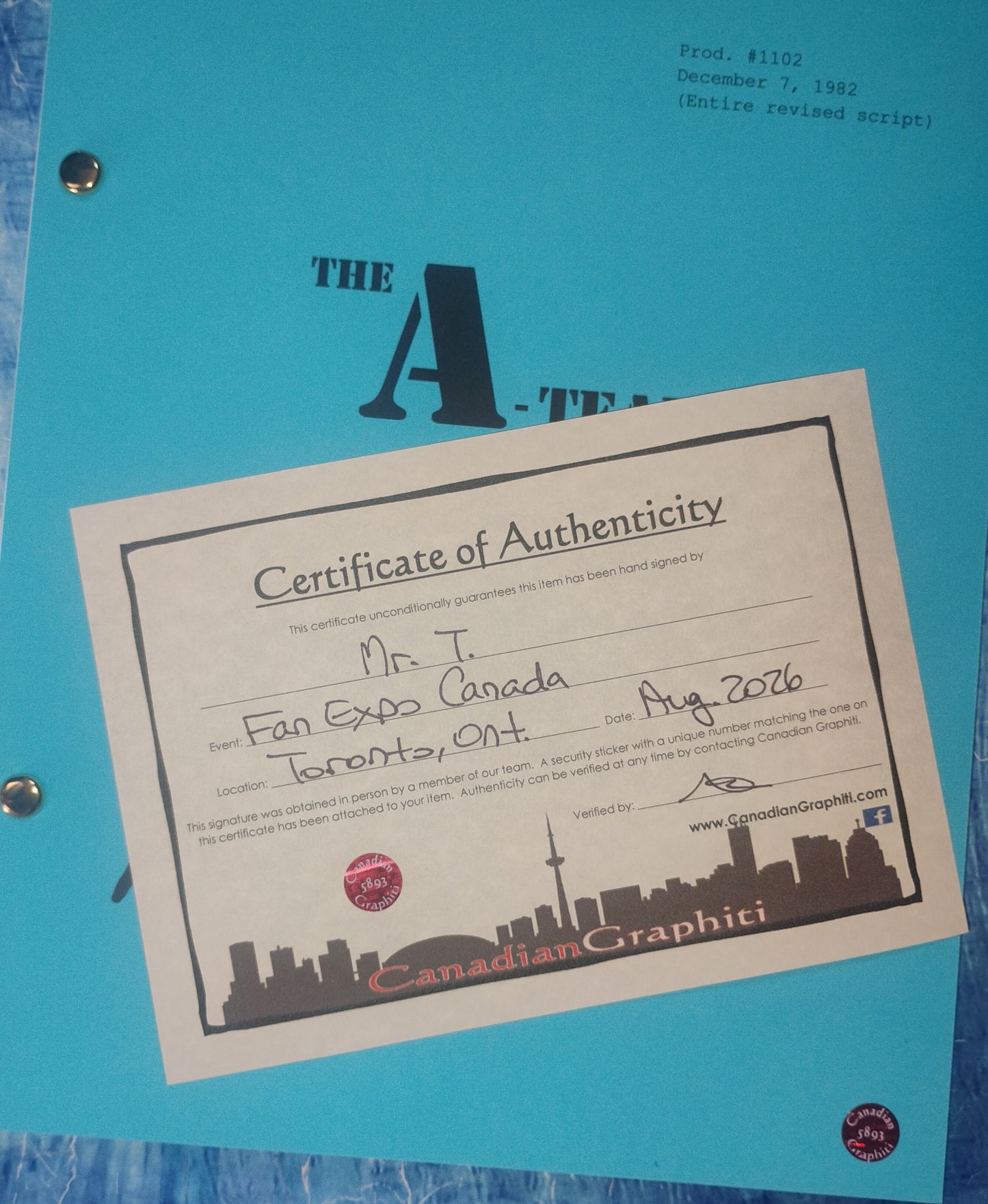 Mr T Hand Signed Autograph The A-Team Script OPix COA