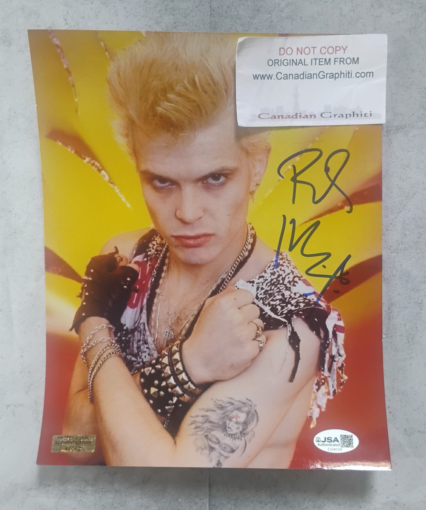 Billy Idol Hand Signed Autograph 8x10 Photo JSA COA