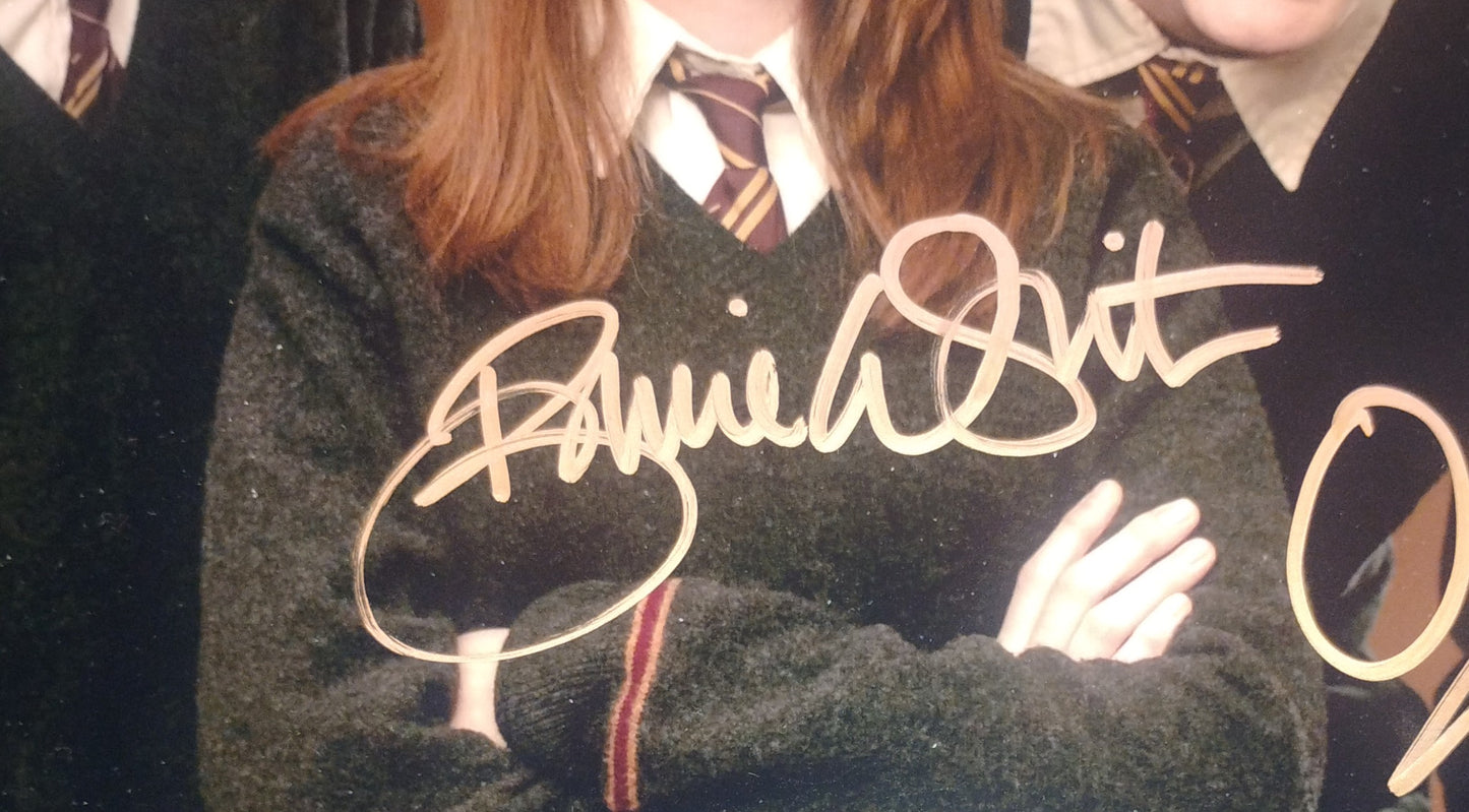 Bonnie Wright, James & Oliver Phelps Hand Signed Autograph 11x14 Photo OPix COA Harry Potter