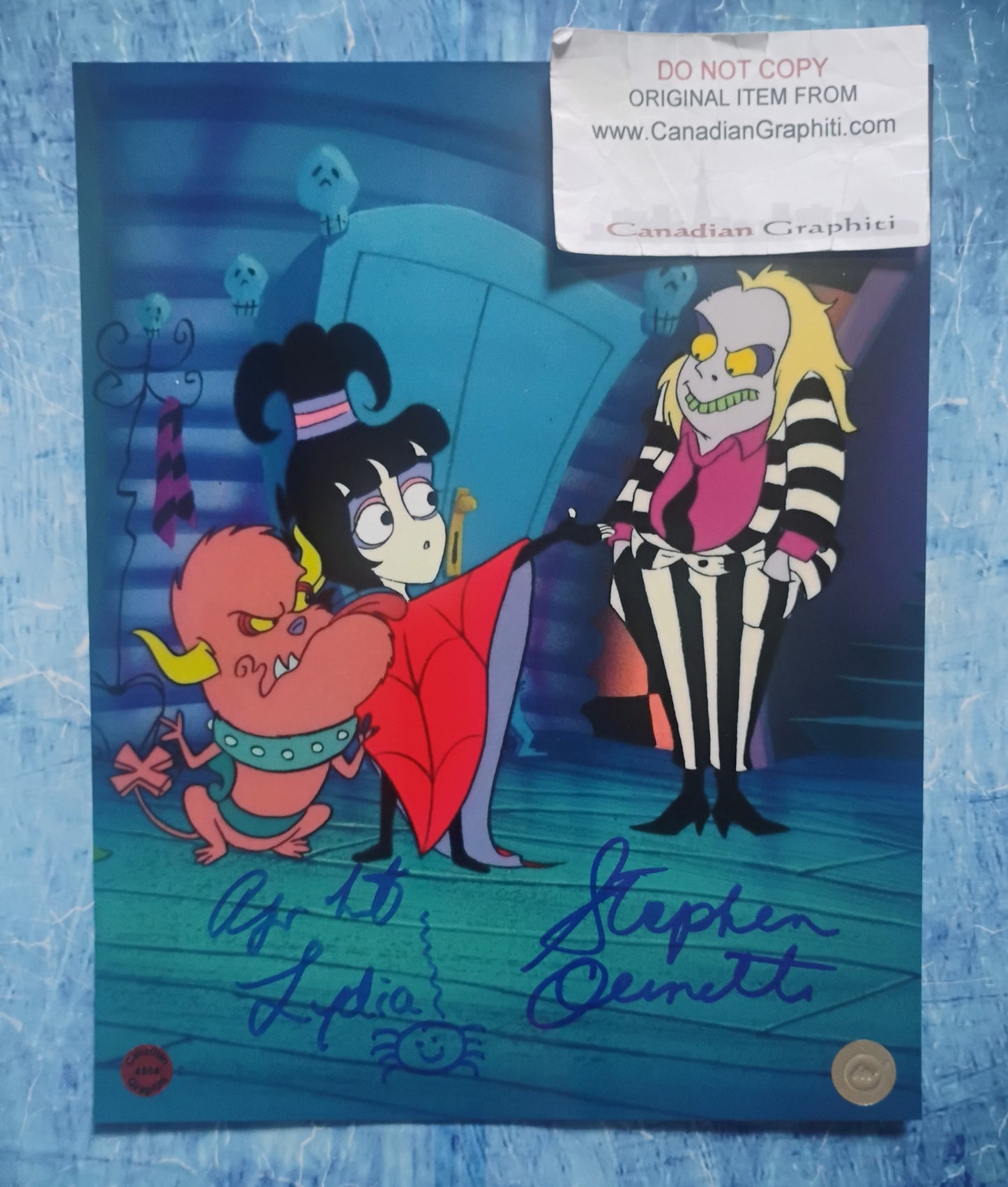 Alyson Court & Stephen Ouimette Hand Signed Autograph 8x10 Photo COA Beetlejuice