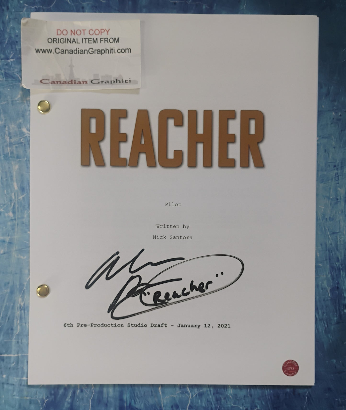 Alan Ritchson Hand Signed Autograph Reacher Script OPix COA