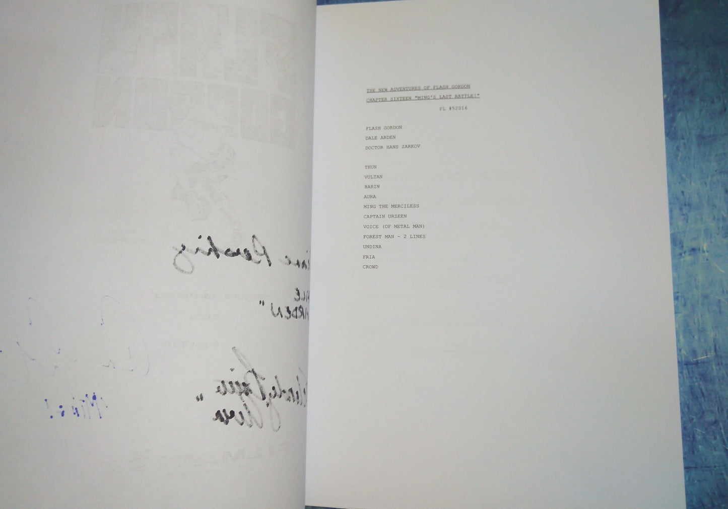 Flash Gordon 3x Cast Hand Signed Autograph Script COA