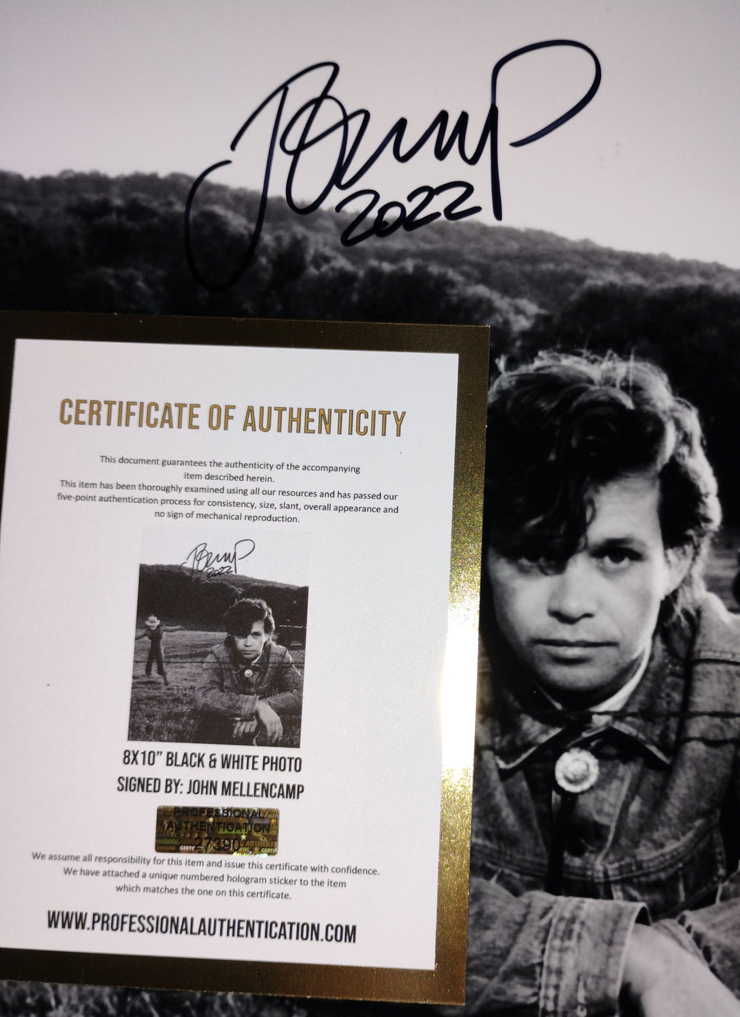 John Cougar Mellencamp Hand Signed Autograph 8x10 Photo COA