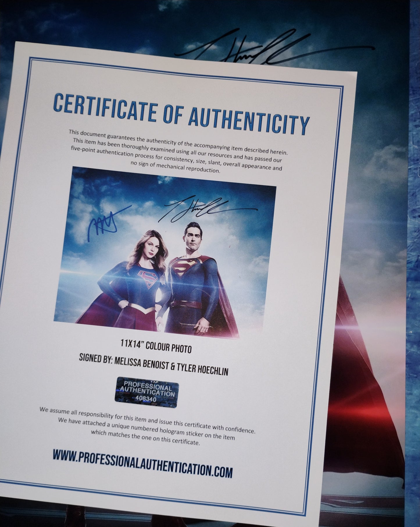 Tyler Hoechlin & Melissa Benoist Hand Signed Autograph 11x14 Photo COA