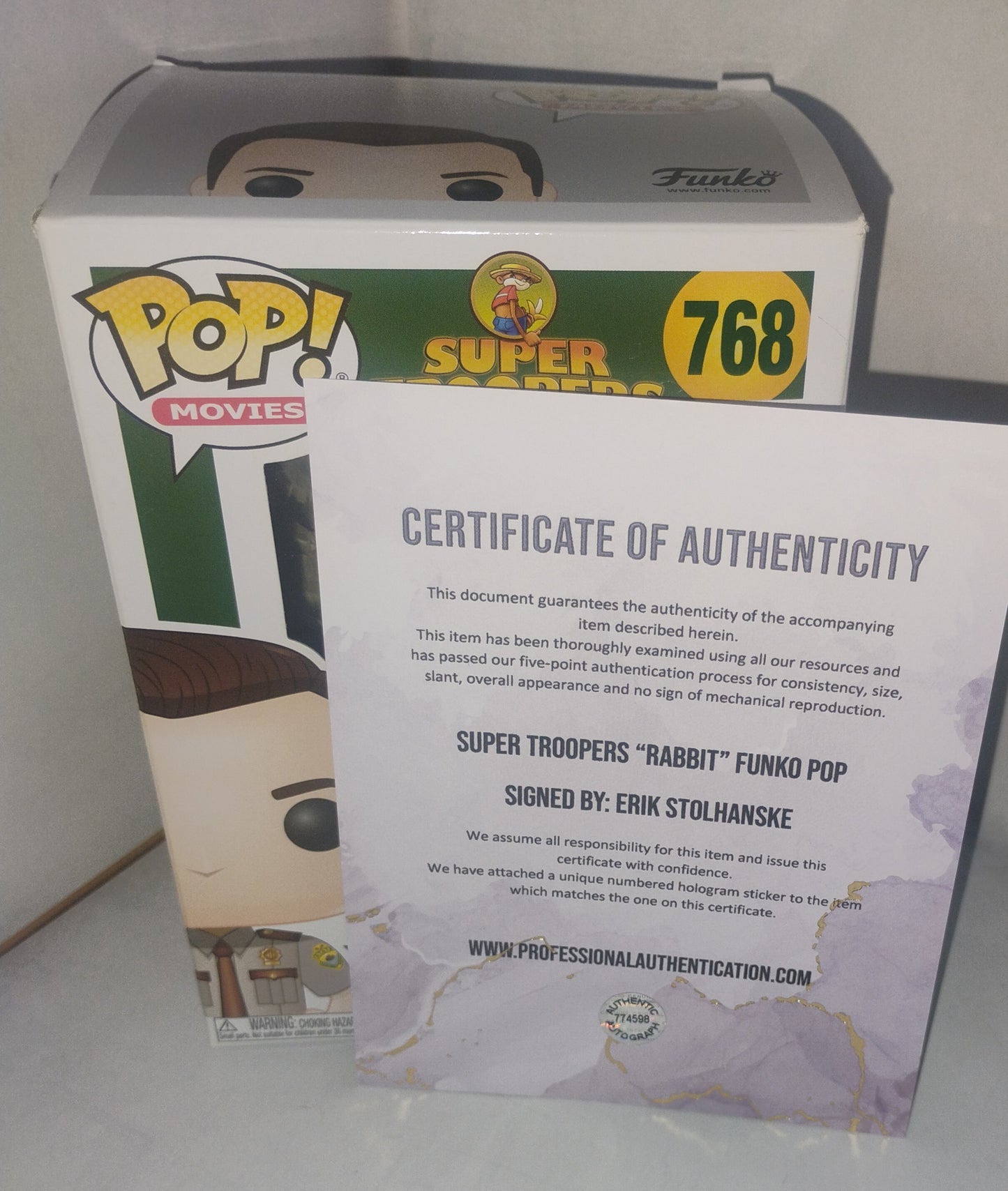 Erik Stolhanske Hand Signed Autograph Super Troopers Funko Pop COA