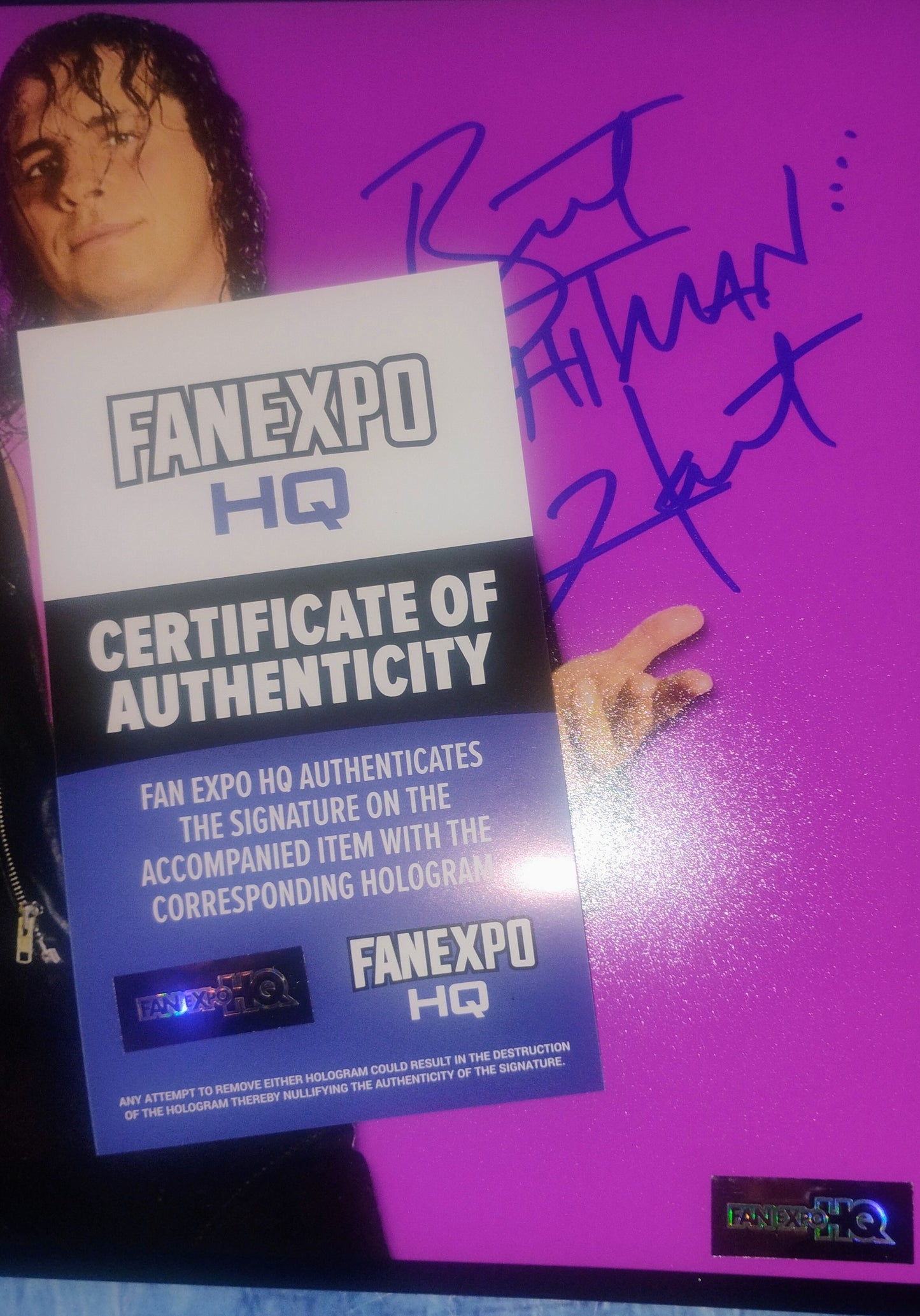 Bret The Hitman Hart Hand Signed Autograph 8x10 Photo COA