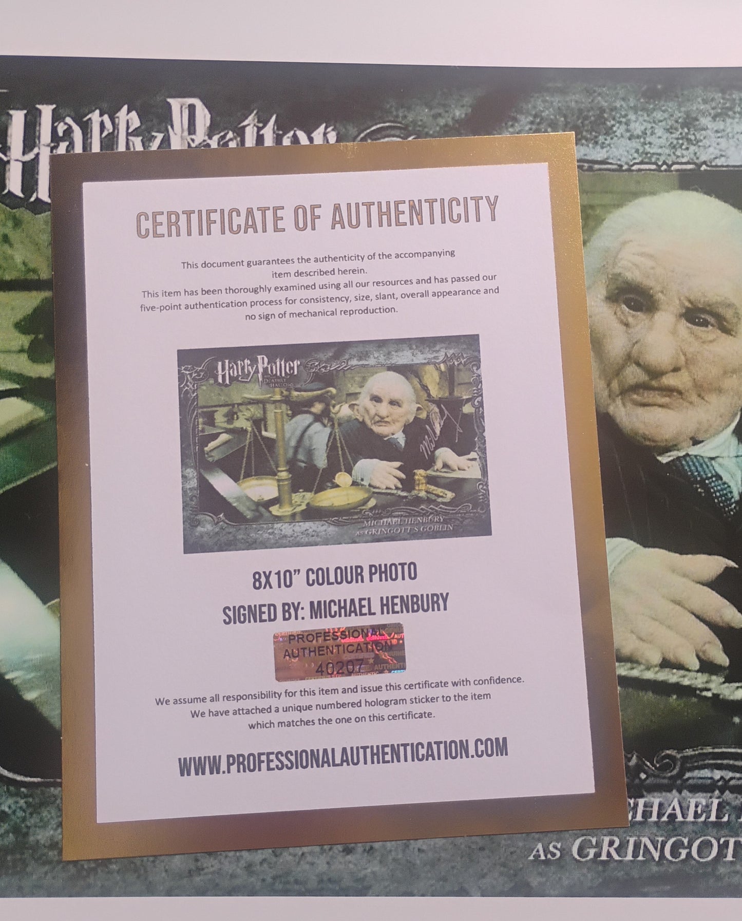Michael Henbury Hand Signed Autograph 8x10 Photo COA Harry Potter