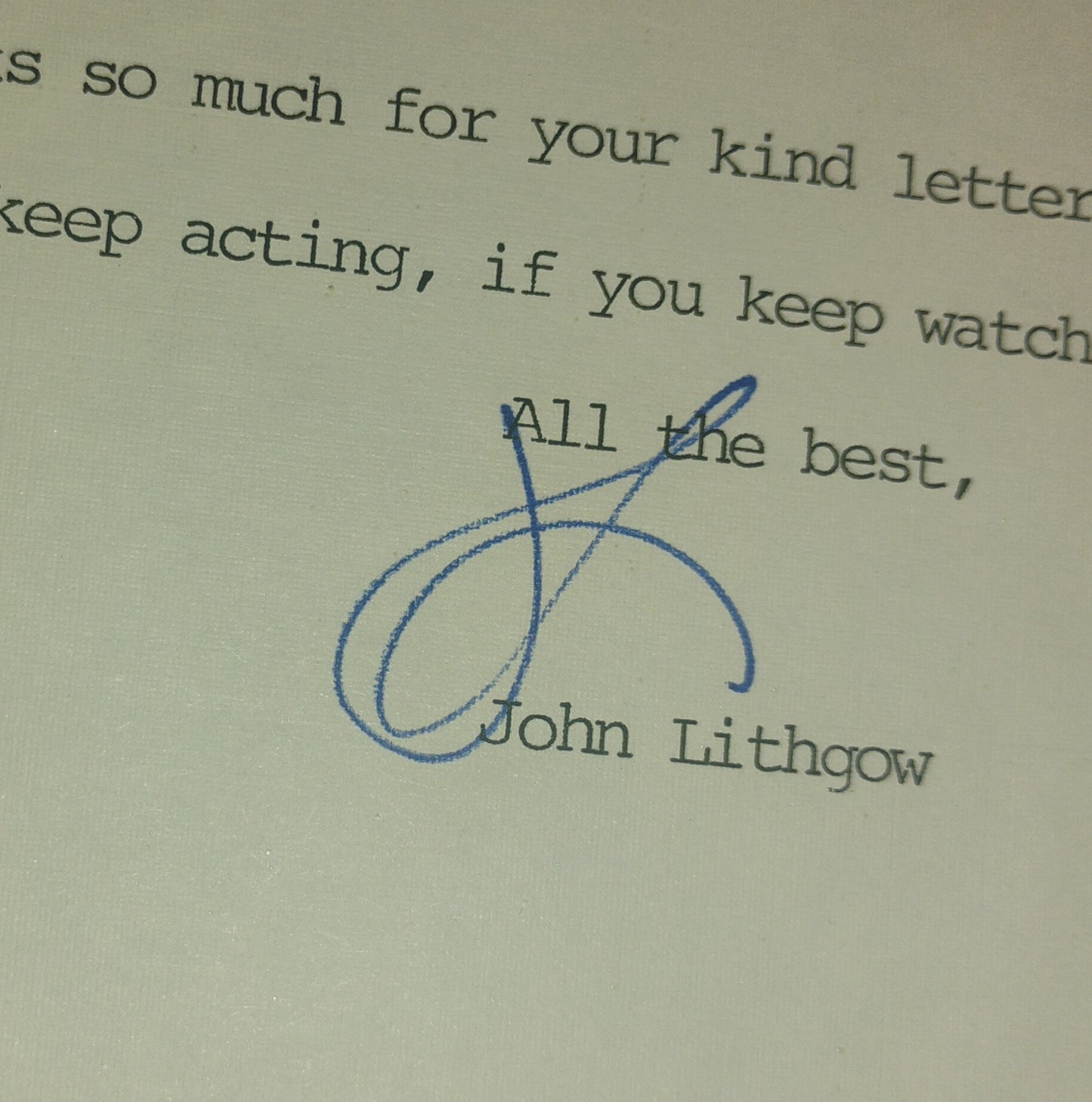 John Lithgow Hand Signed Autograph Personal Letter PSA COA