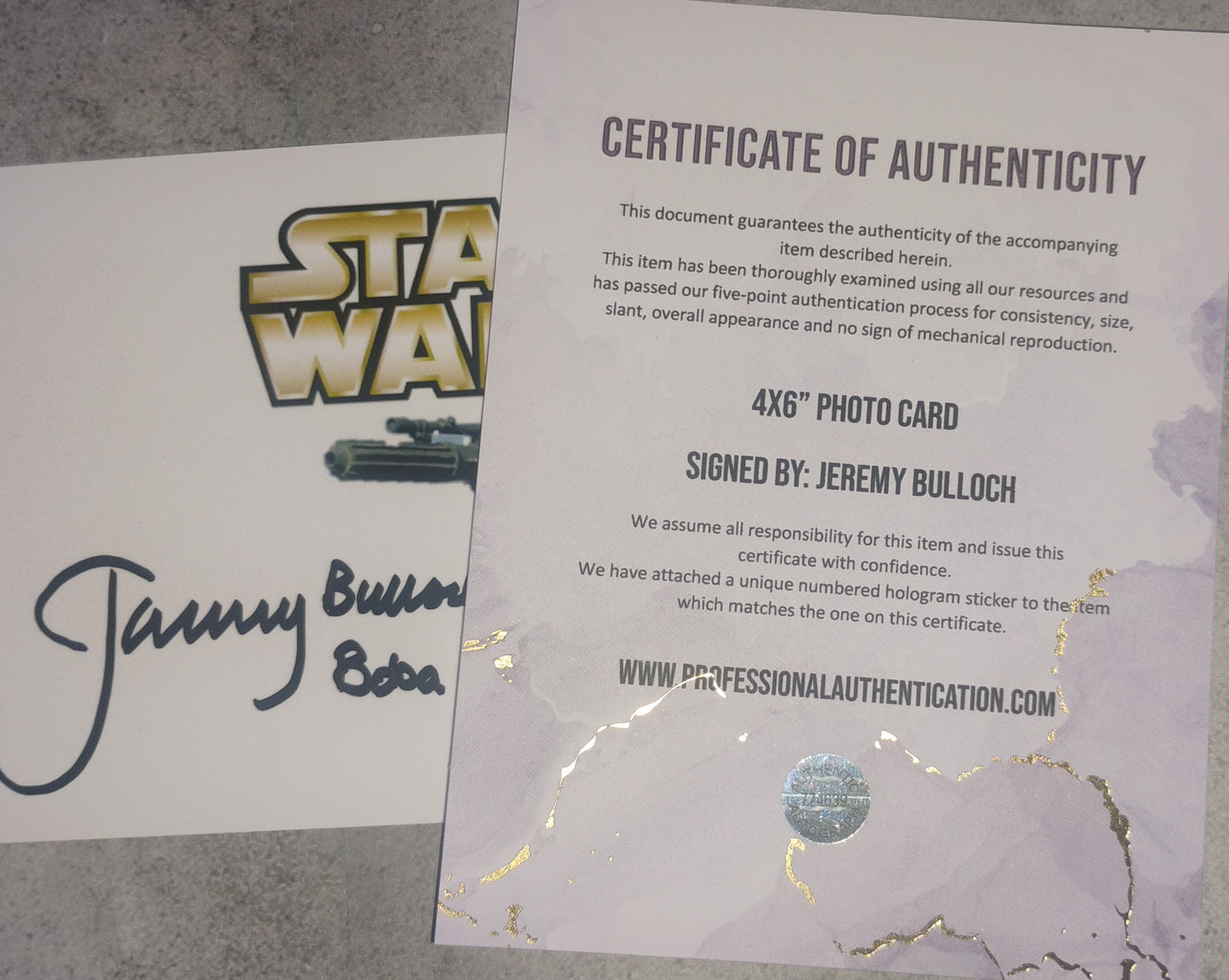 Jeremy Bulloch Hand Signed Autograph Photo COA Star Wars