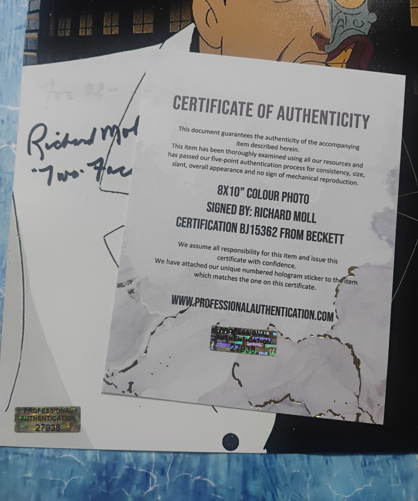 Richard Moll Hand Signed Autograph 8x10 Photo BAS COA Batman Animated Series
