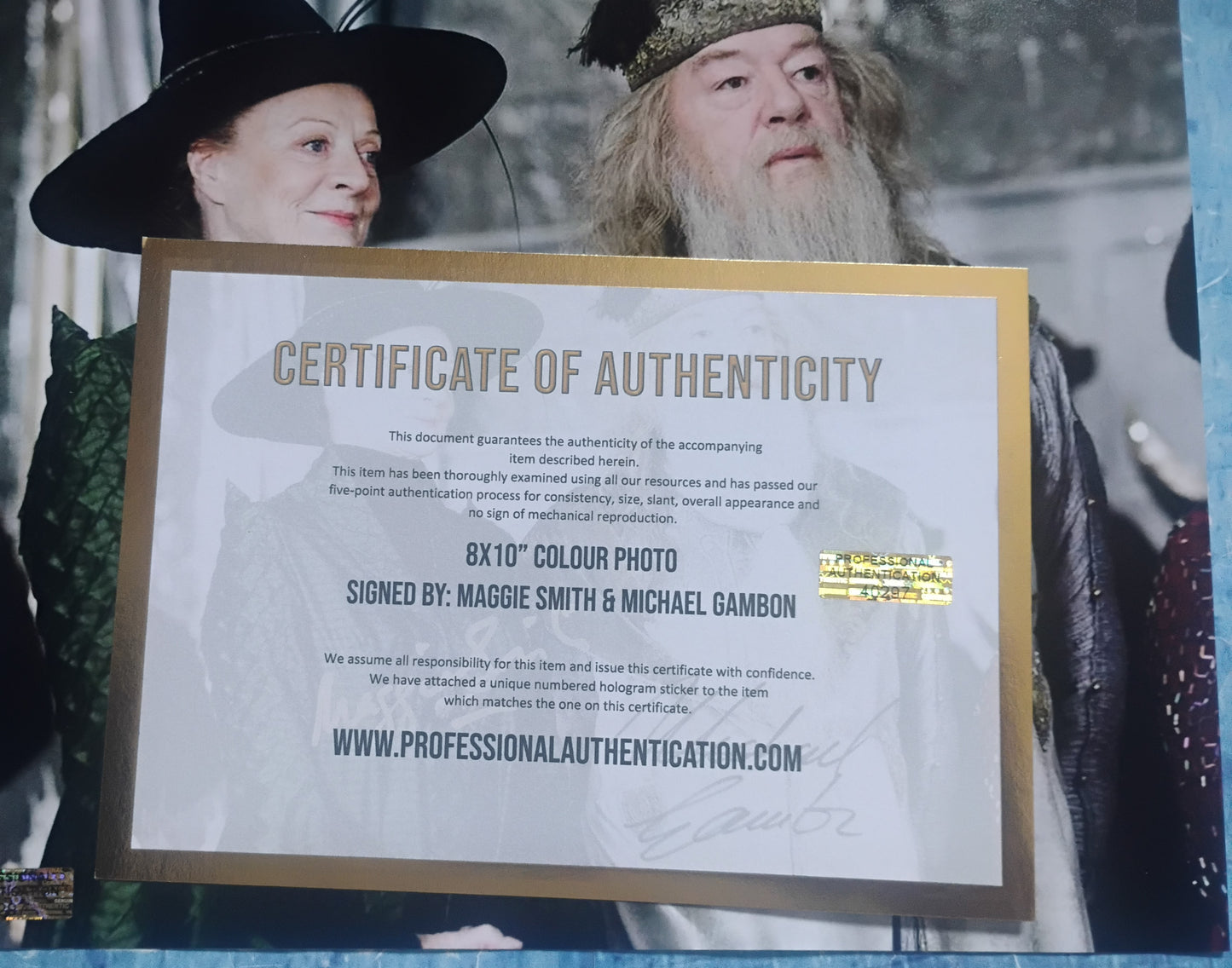 Maggie Smith & Michael Gambon Hand Signed Autograph 8x10 Photo COA Harry Potter