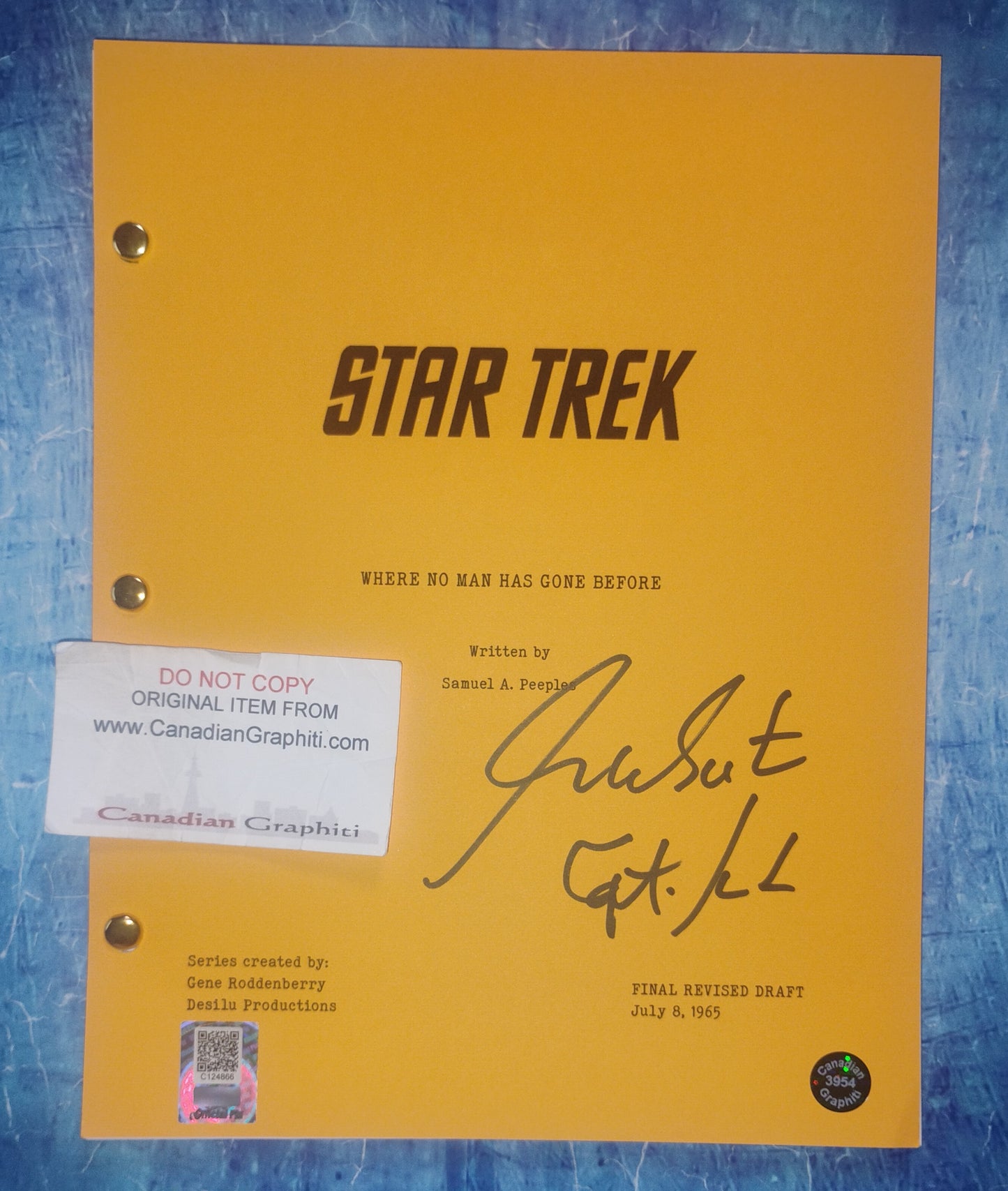 William Shatner Hand Signed Autograph Star Trek Script OPix COA