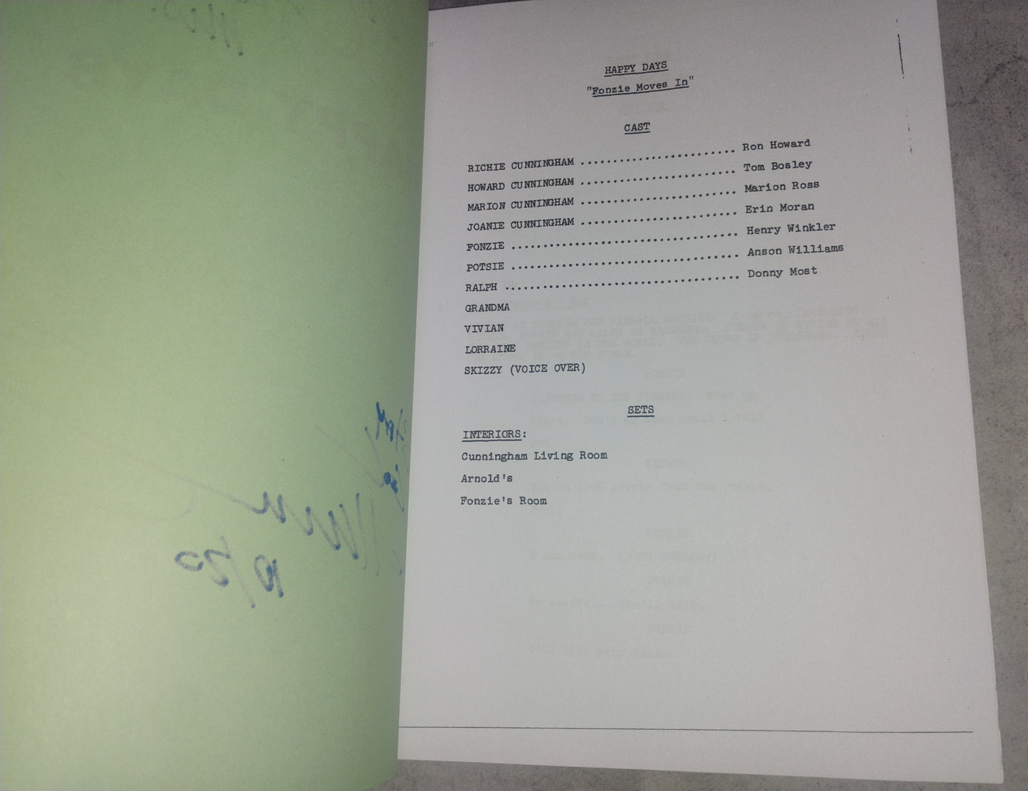 Marion Ross & Henry Winkler Hand Signed Autograph Happy Days Script COA