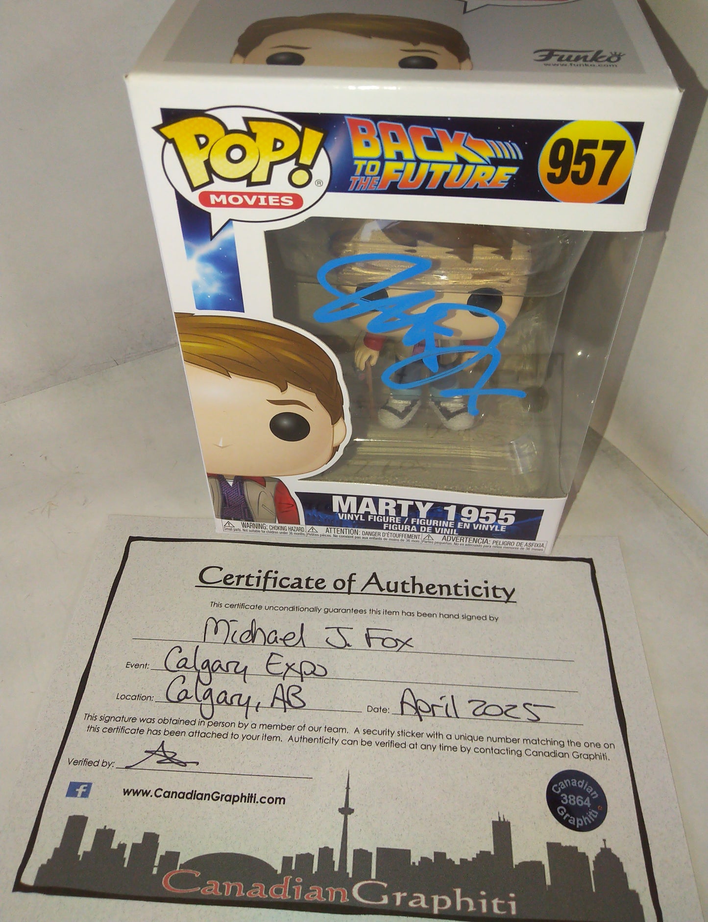 Michael J Fox Hand Signed Autograph Marty McFly Funko Pop COA Back To The Future