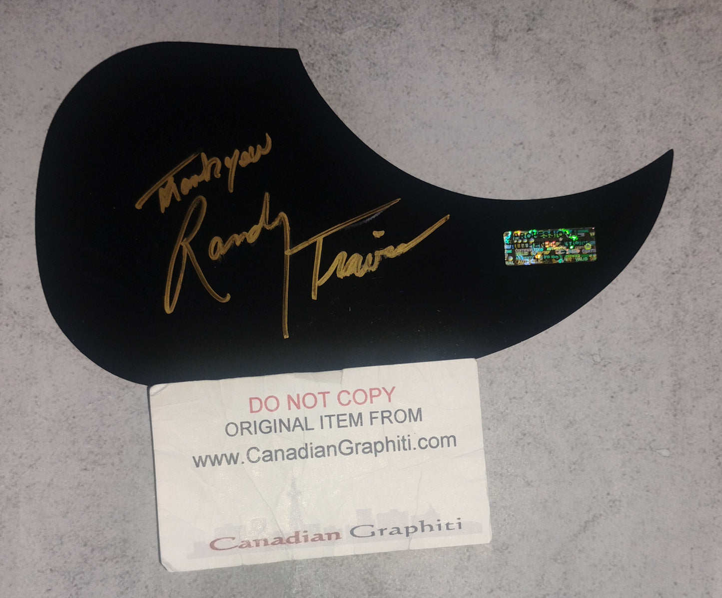 Randy Travis Hand Signed Autograph Guitar Pick Guard COA