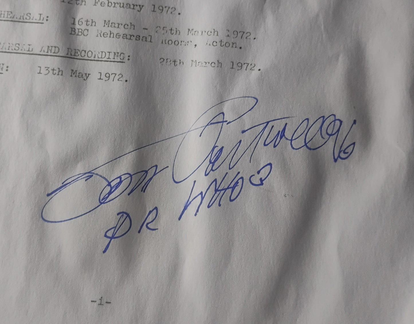 Jon Pertwee & Katy Manning Hand Signed Autograph Doctor Who Script COA