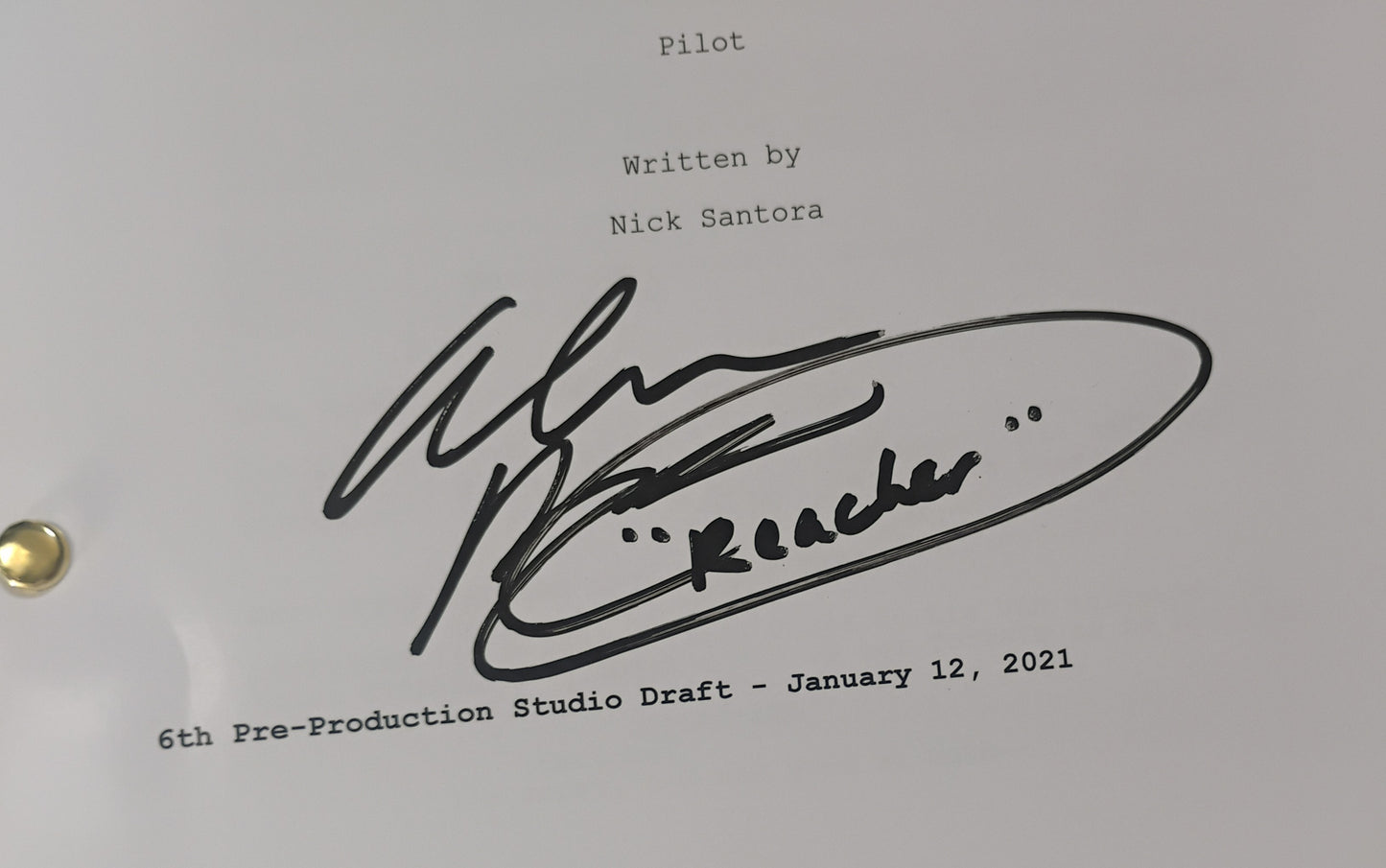 Alan Ritchson Hand Signed Autograph Reacher Script COA