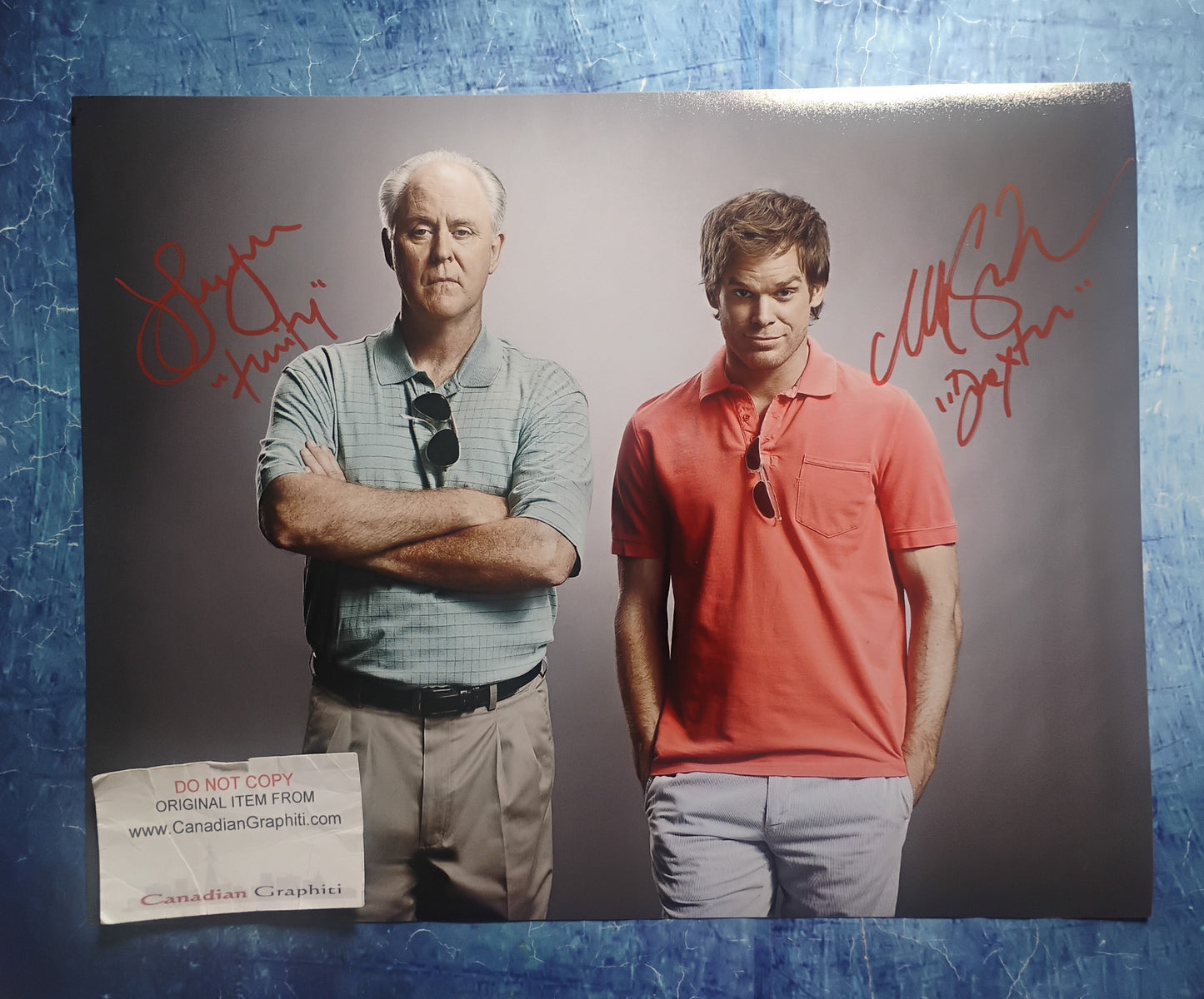 John Lithgow & Michael C Hall Hand Signed Autograph 11x14 Photo COA Dexter