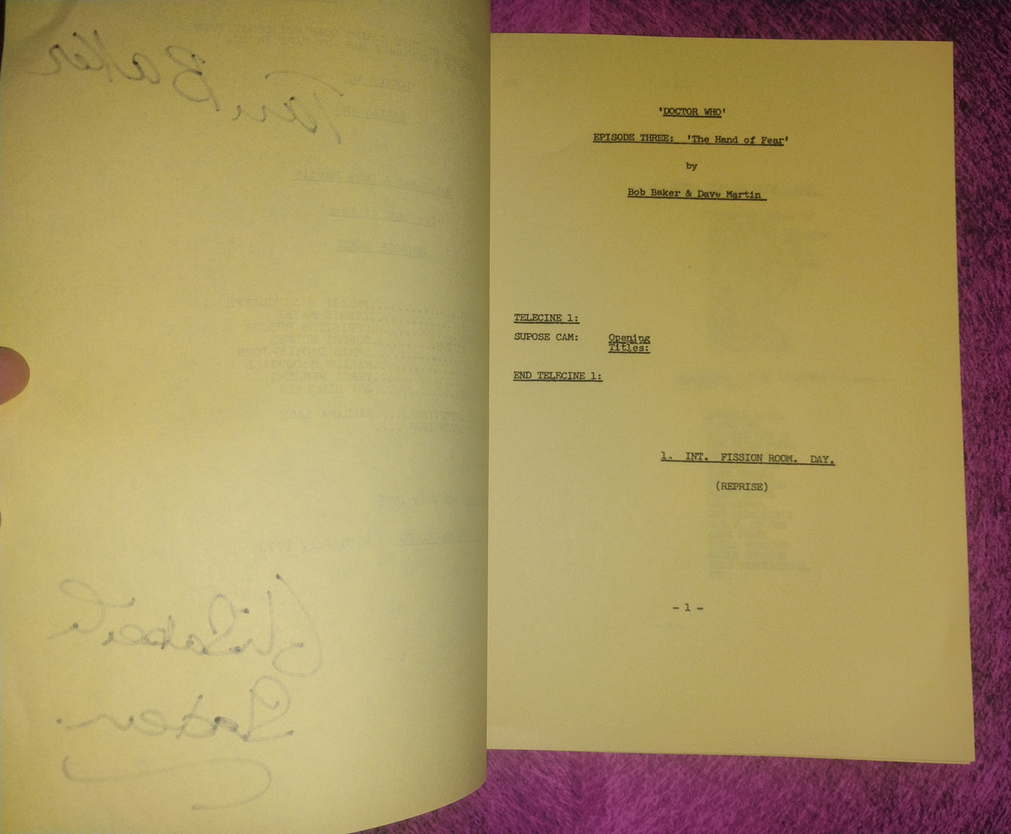 Elisabeth Sladen & Tom Baker Hand Signed Autograph Doctor Who Script COA