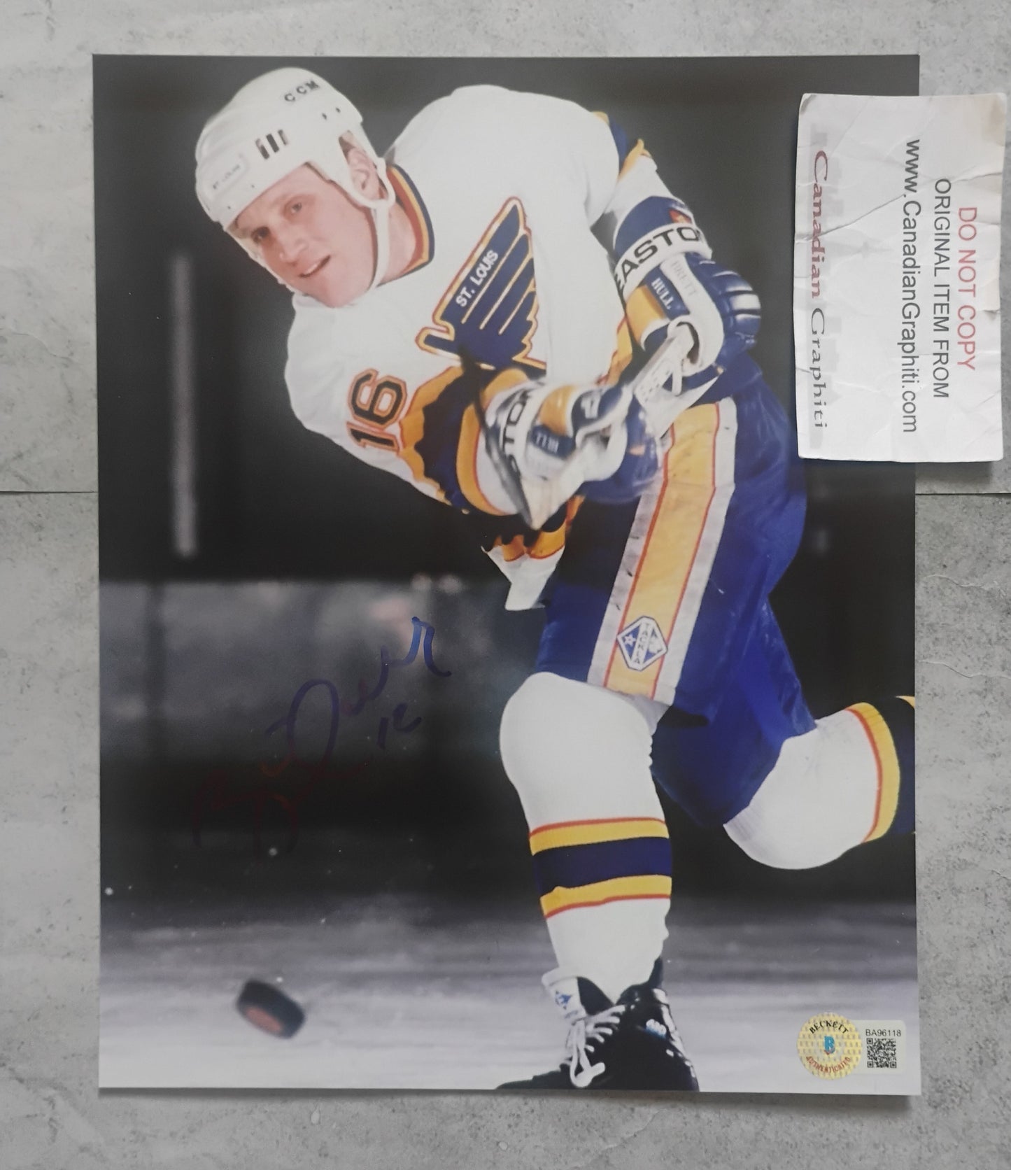 Brett Hull Hand Signed Autograph 8x10 Photo BAS COA St Louis Blues