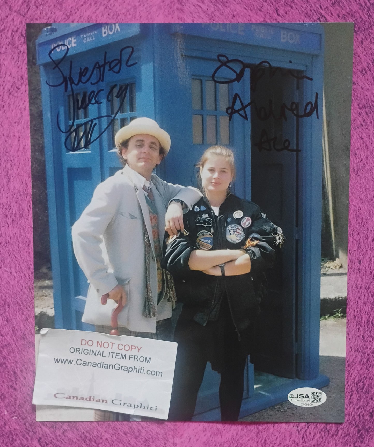 Sylvester McCoy & Sophie Aldred Hand Signed Autograph 8x10 Photo JSA COA Doctor Who