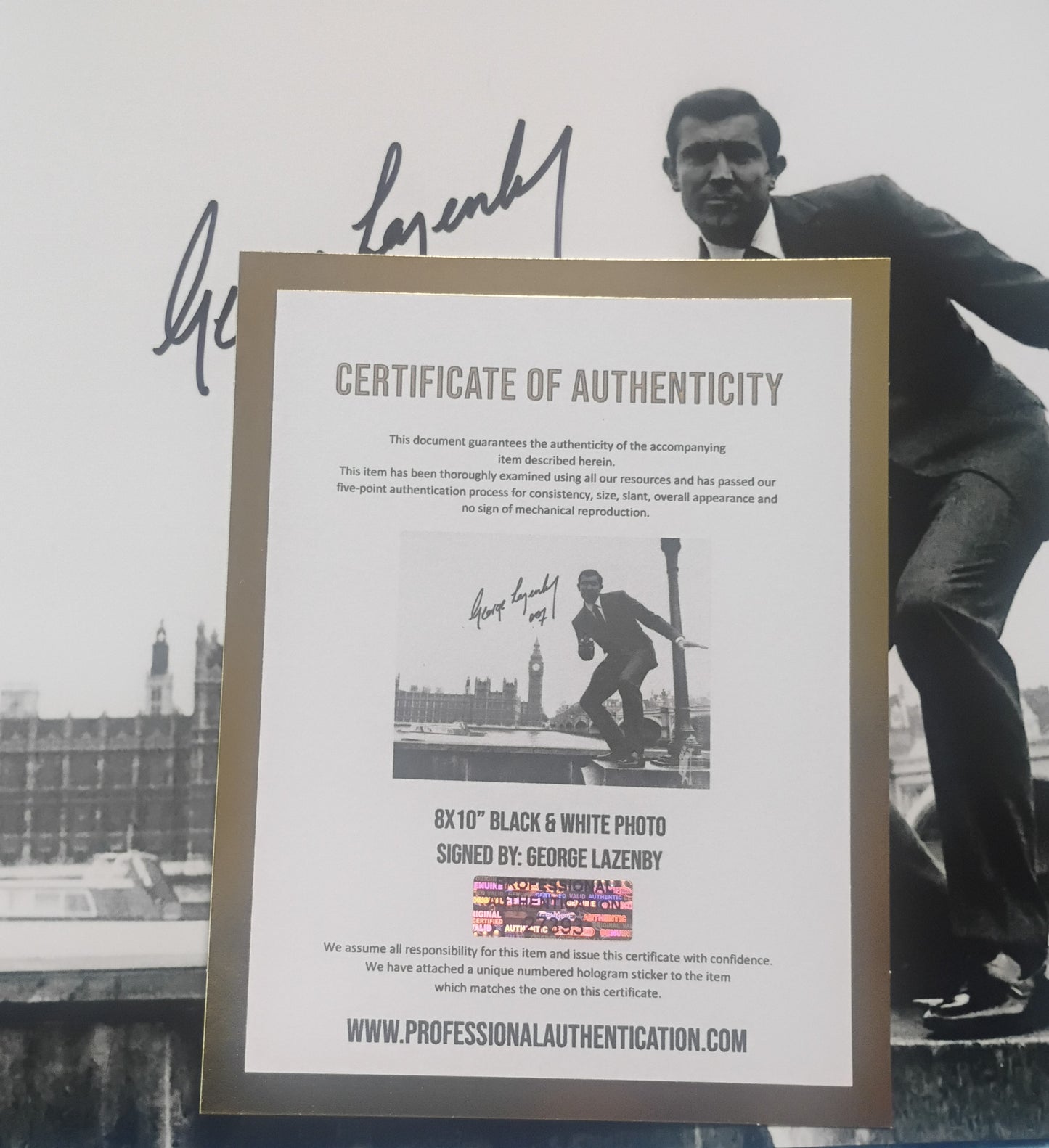 George Lazenby Hand Signed Autograph 8x10 Photo COA James Bond