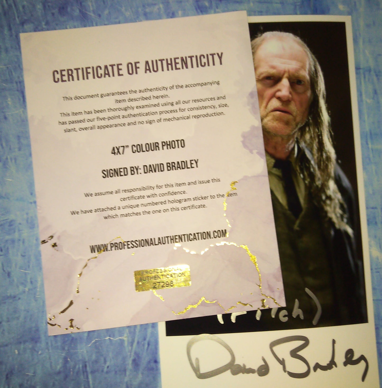 David Bradley Hand Signed Autograph Photo COA Harry Potter