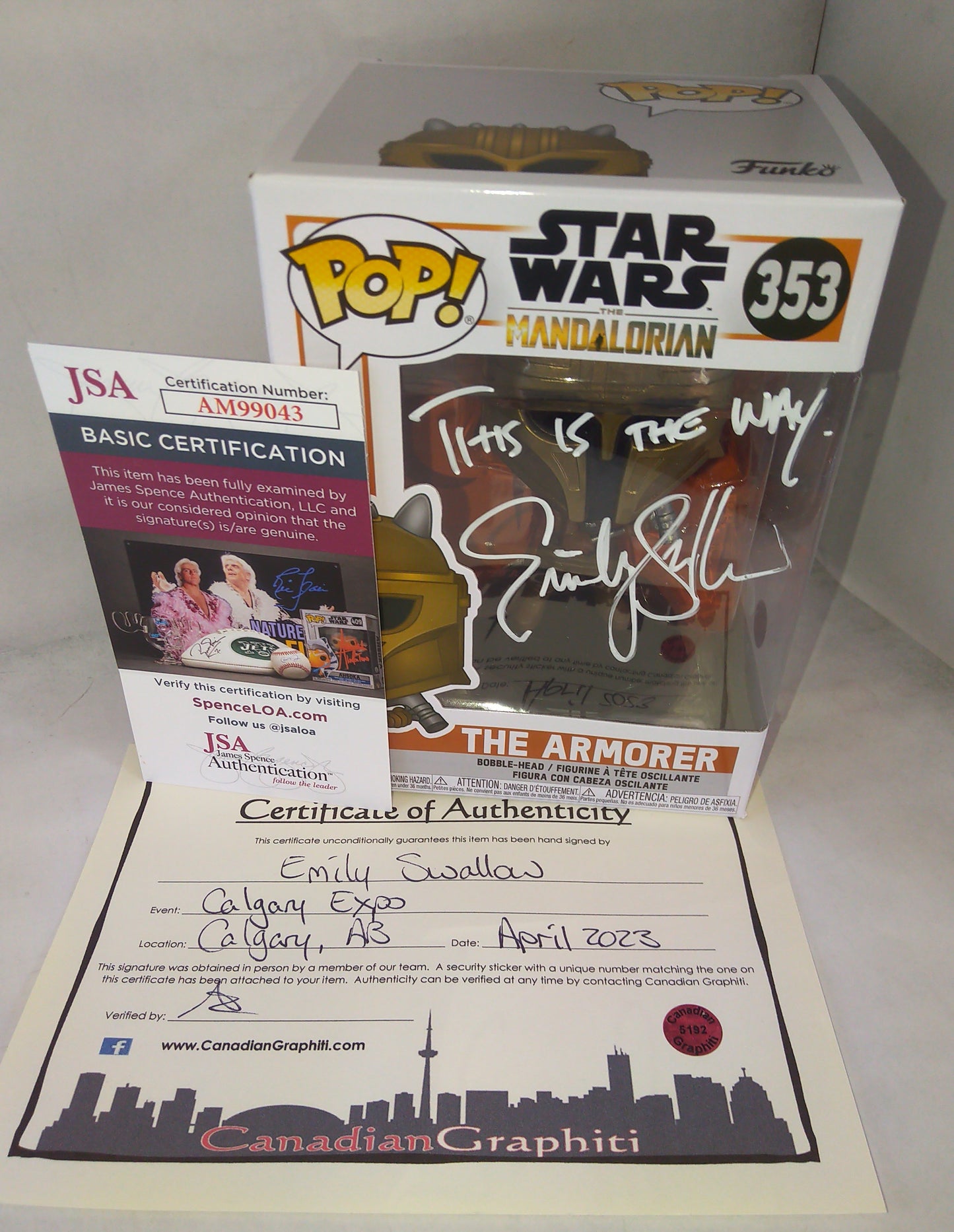 Emily Swallow Hand Signed Autograph Star Wars Funko Pop COA + JSA