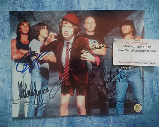 AC/DC Hand Signed Autograph 8x10 Photo COA Malcolm & Angus Young, Brian Johnson