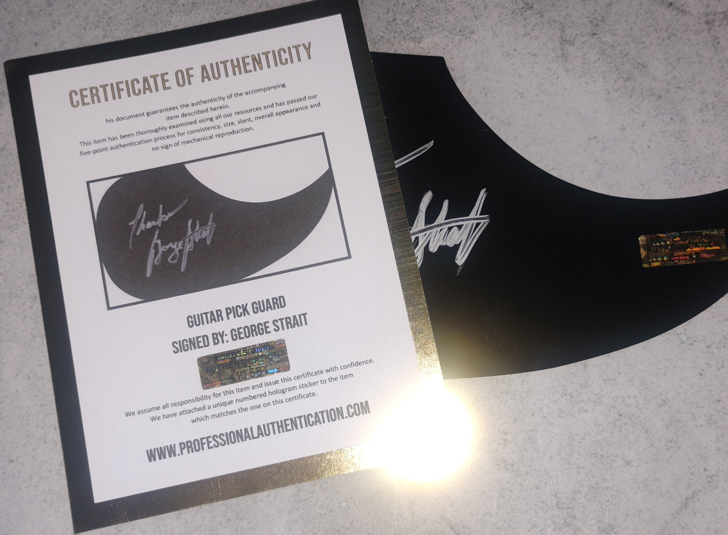 George Strait Hand Signed Autograph Guitar Pick Guard COA