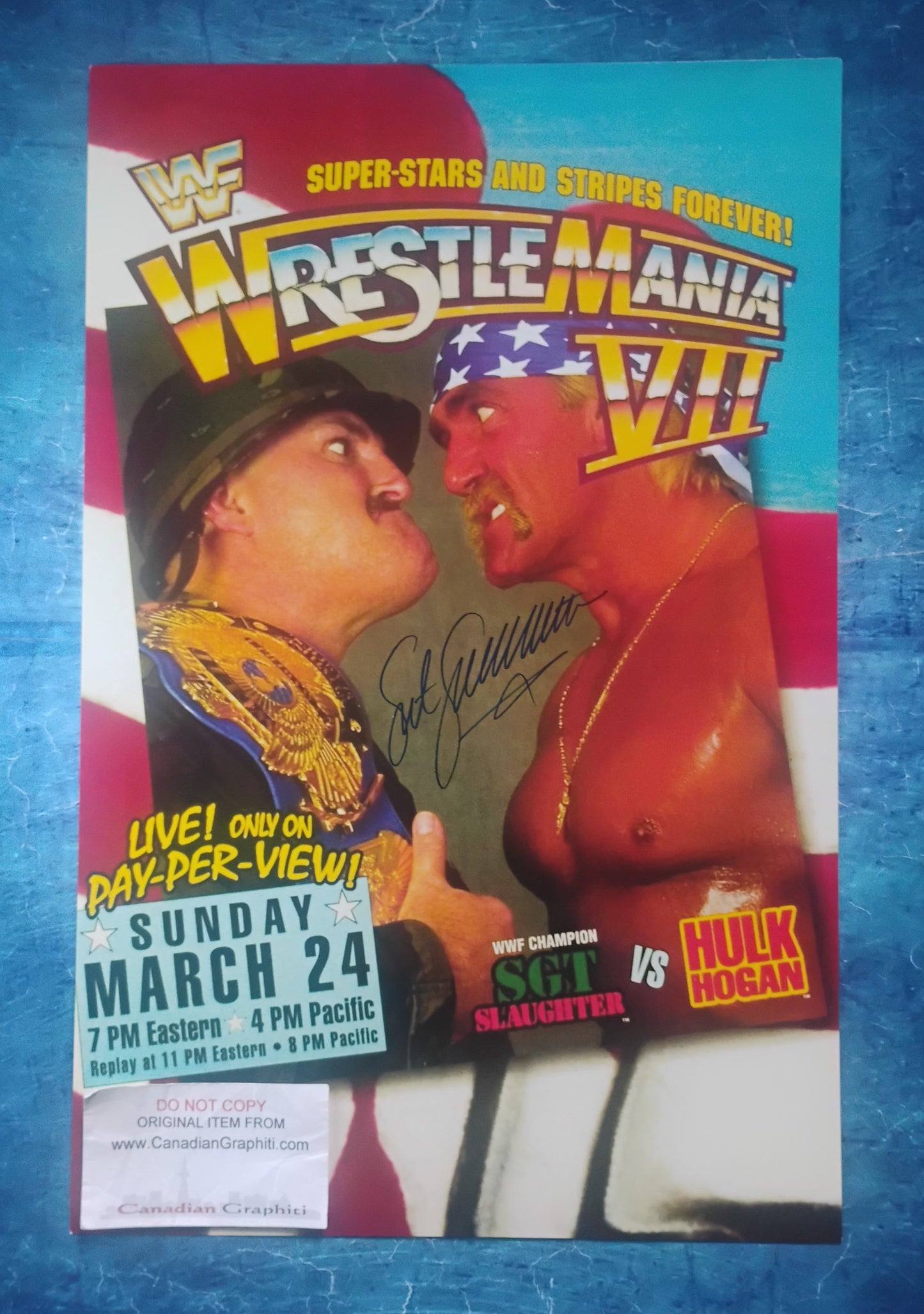 Sgt Slaughter Robert Remus Hand Signed Autograph 11x17 Photo COA WrestleMania