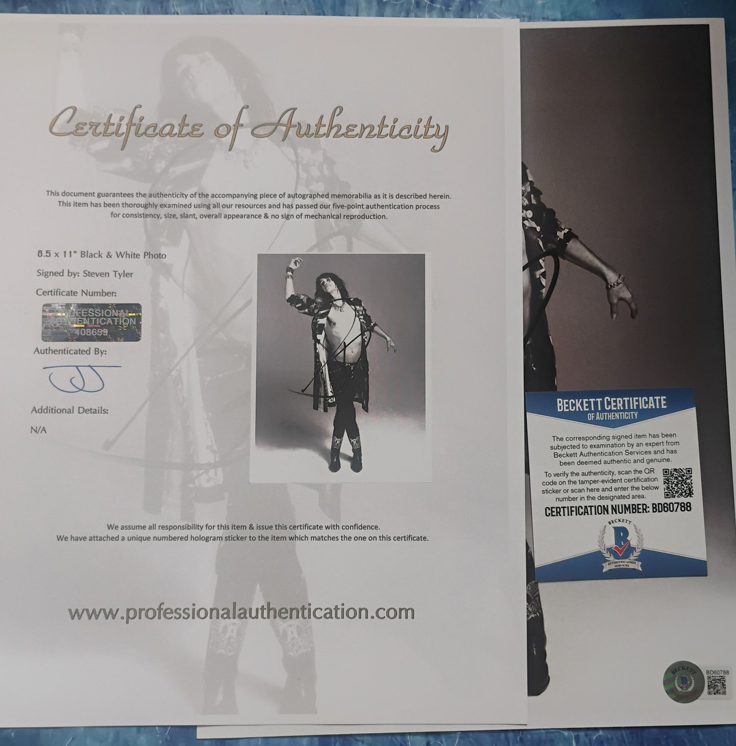 Steven Tyler Hand Signed Autograph Photo BAS COA Aerosmith