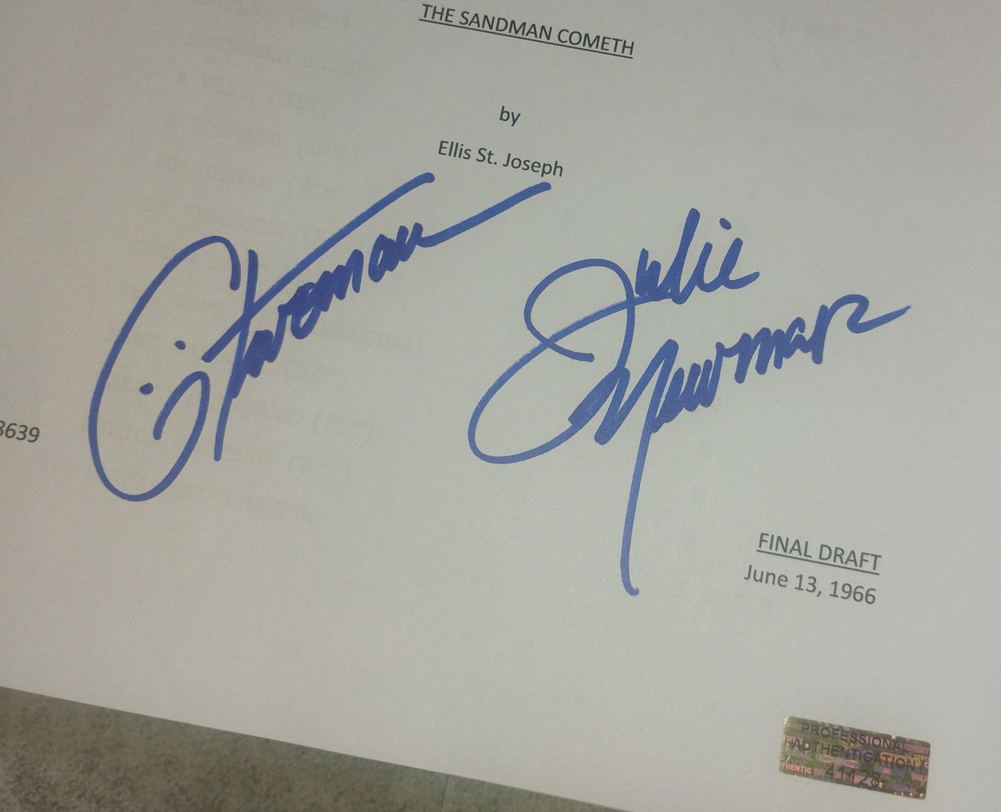 Julie Newmar Hand Signed Autograph Batman Script COA