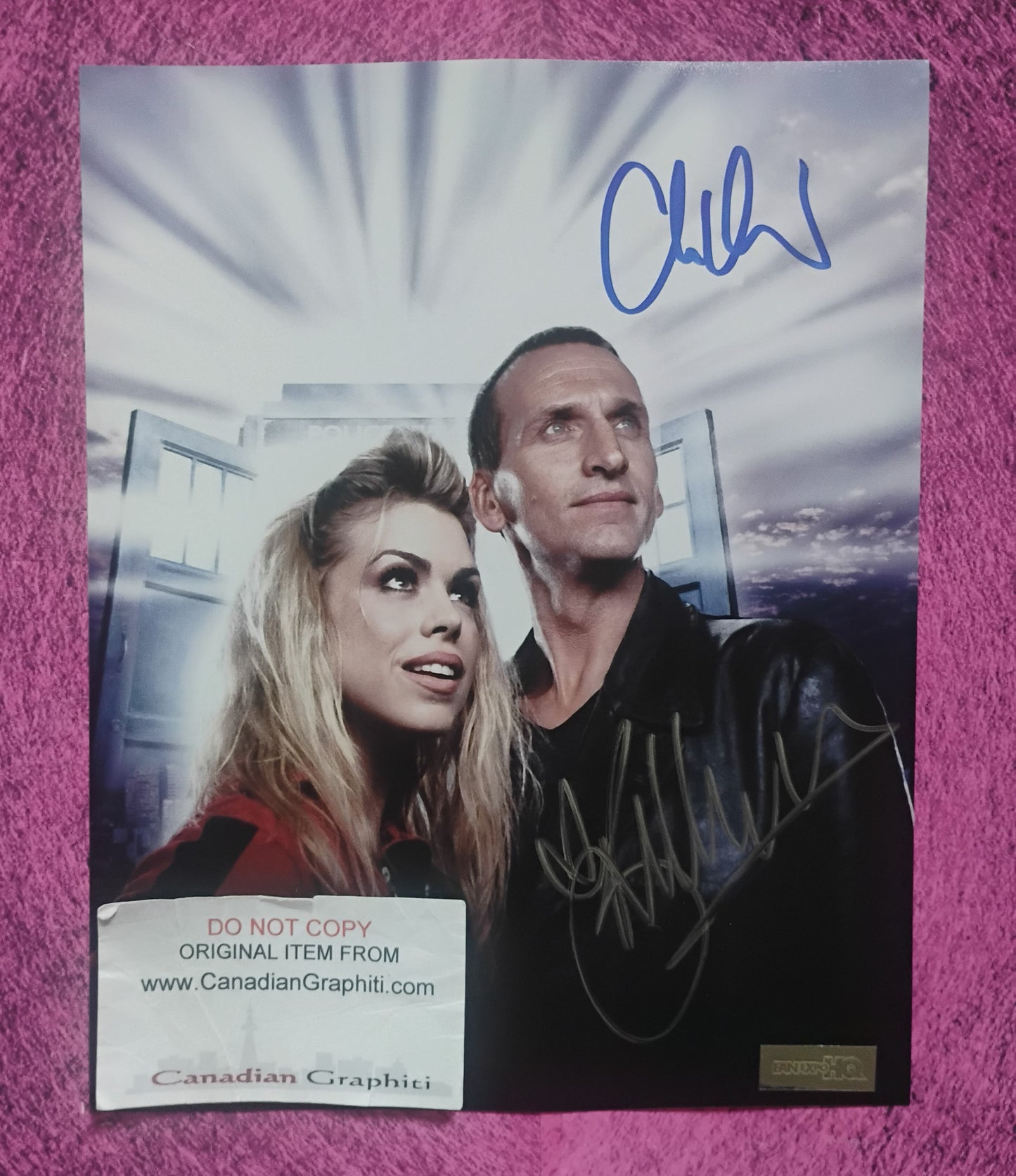 Billie Piper & Christopher Eccleston Hand Signed Autograph 8x10 Photo COA Doctor Who