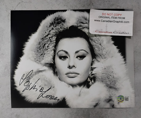 Sophia Loren Hand Signed Autograph 8x10 Photo BAS COA