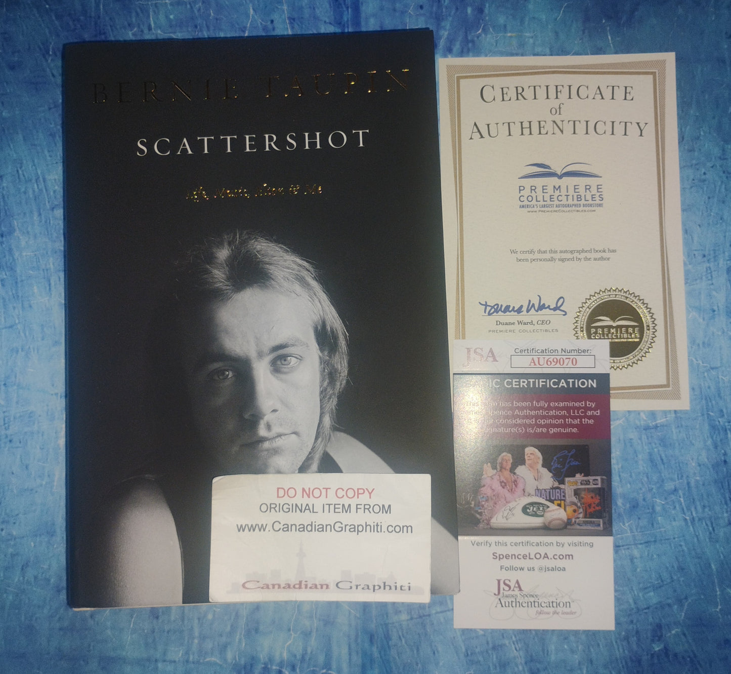 Bernie Taupin Hand Signed Autograph Scattershot Book JSA COA