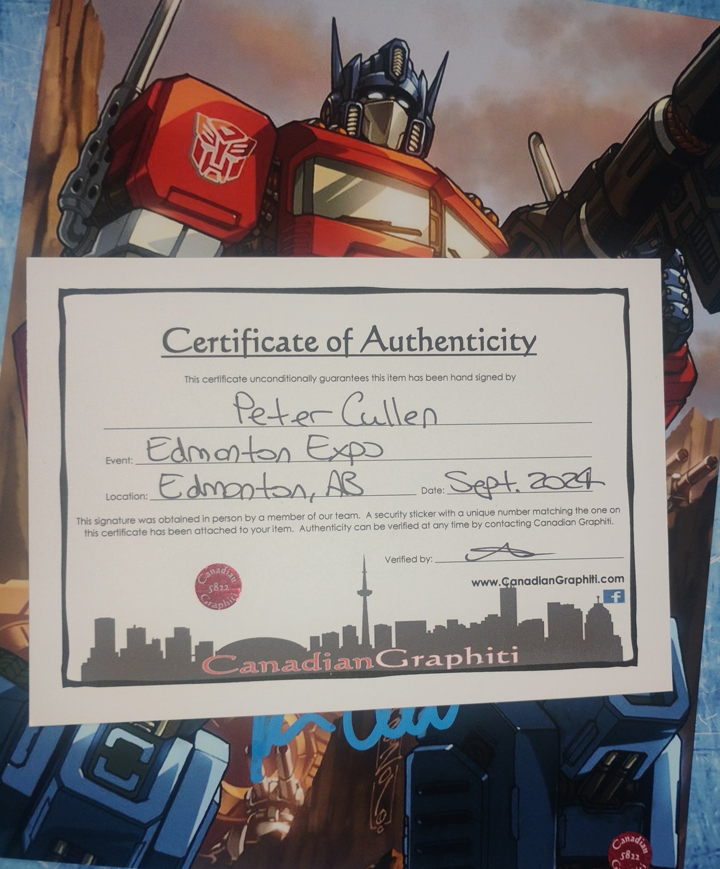 Peter Cullen Hand Signed Autograph 8x10 Photo COA Transformers