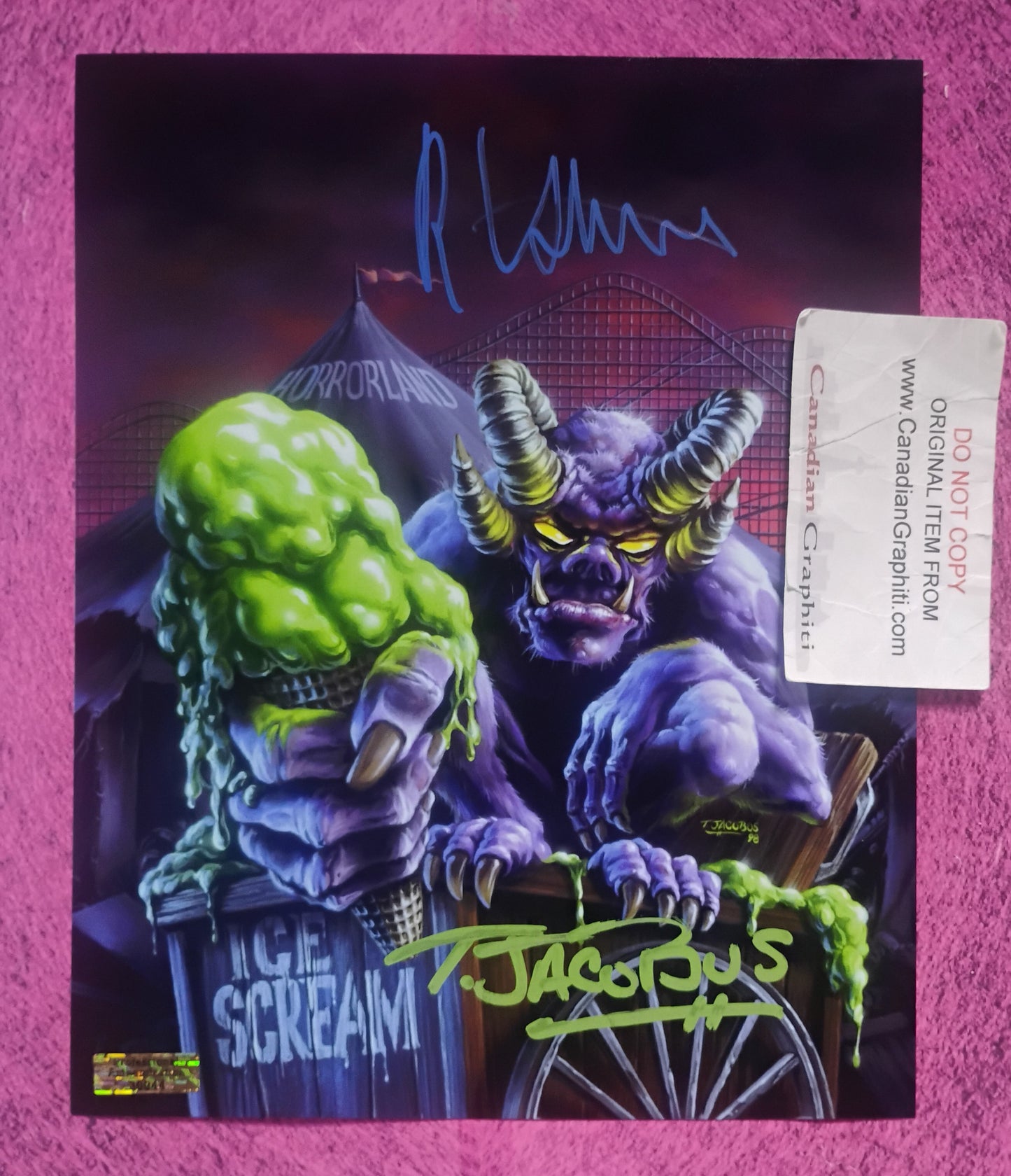R.L. Stine & Tim Jacobus Hand Signed Autograph 8x10 Photo COA Goosebumps