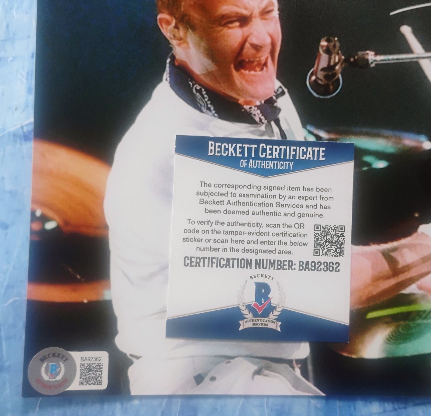 Phil Collins Hand Signed Autograph 8x10 Photo BAS COA