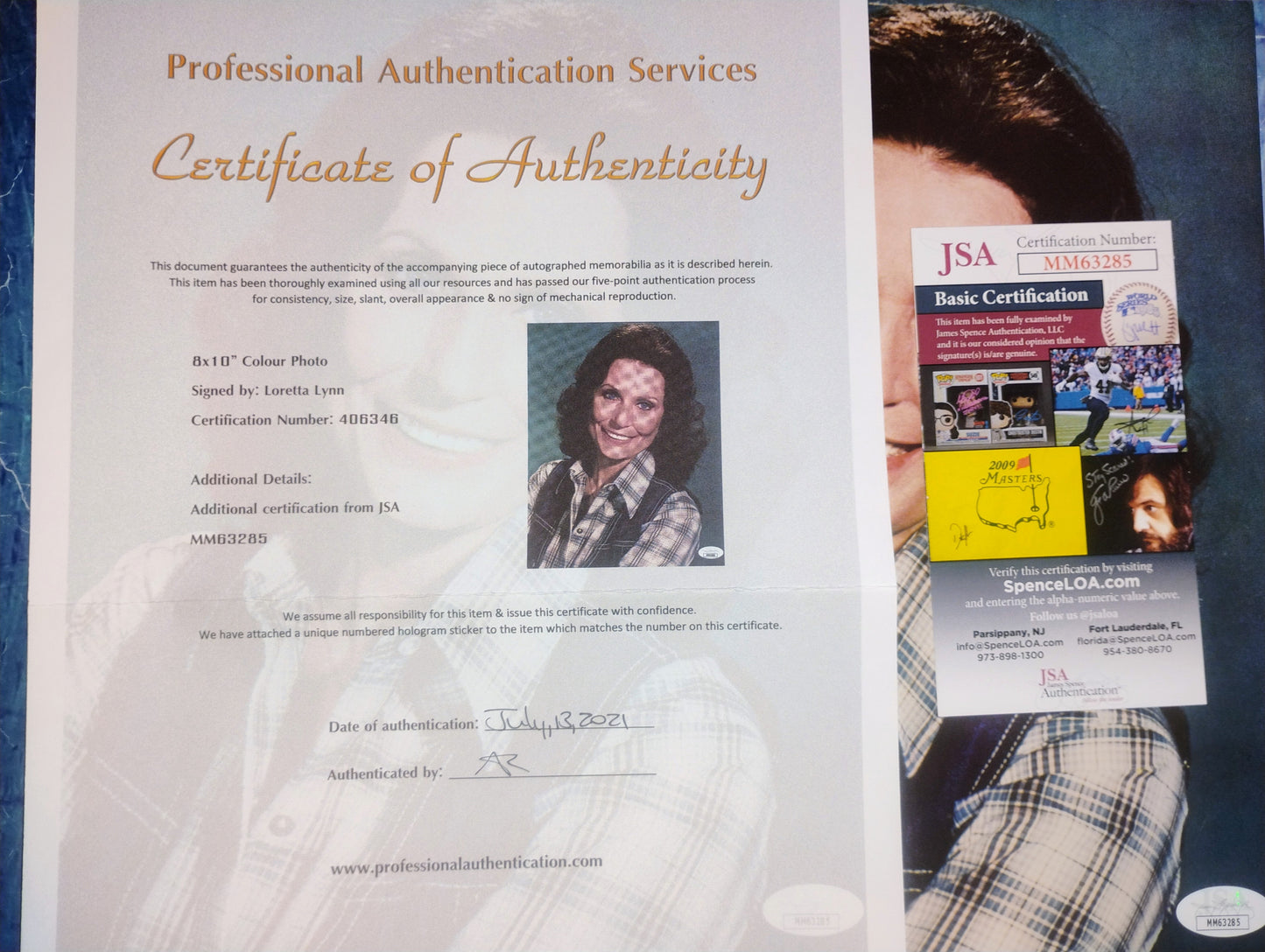 Loretta Lynn Hand Signed Autograph 8x10 Photo JSA COA