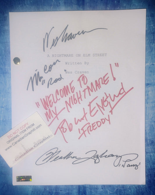 A Nightmare On Elm Street Cast Hand Signed Autograph Script COA