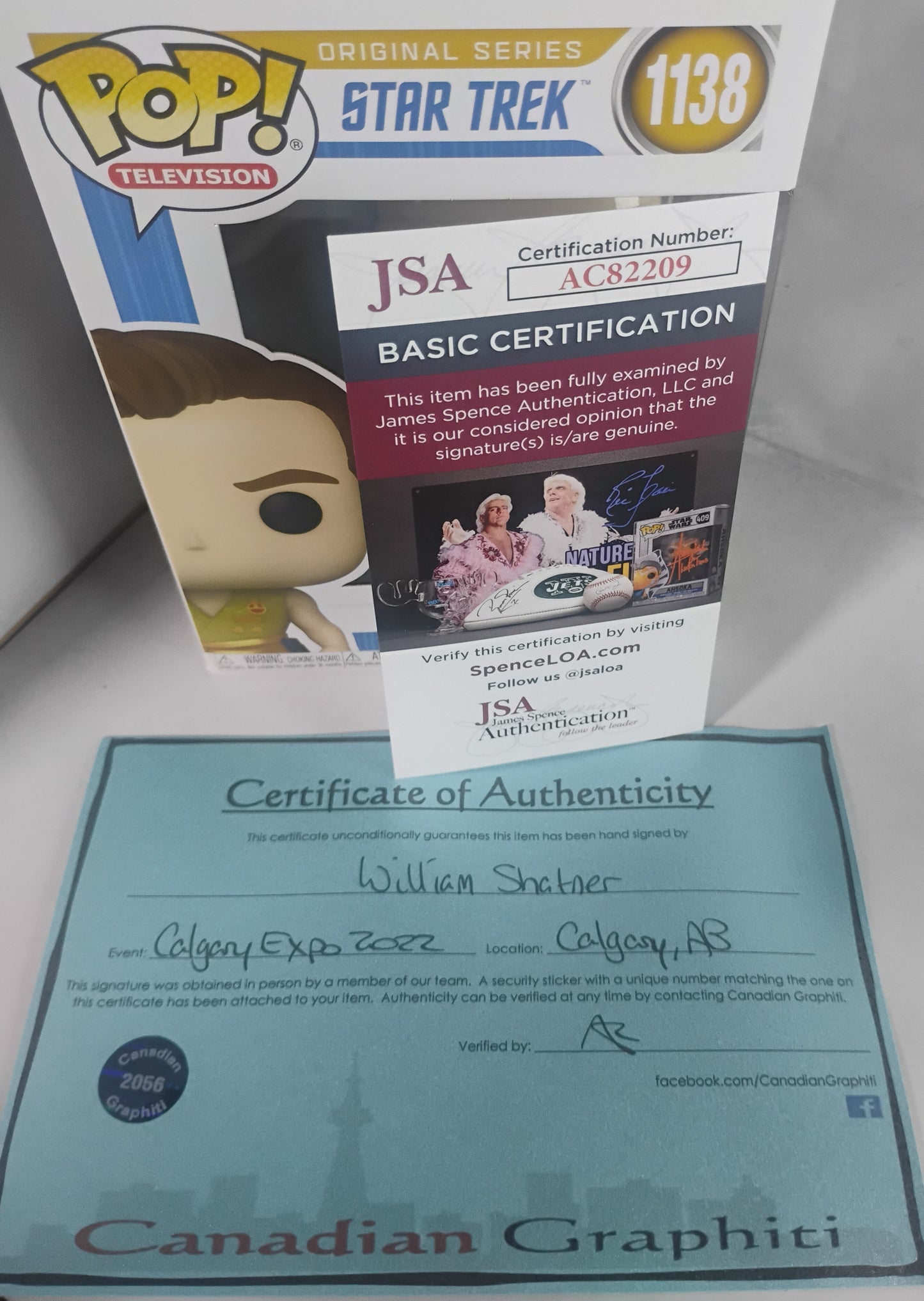 William Shatner Hand Signed Autograph Funko Pop JSA COA Star Trek Captain Kirk