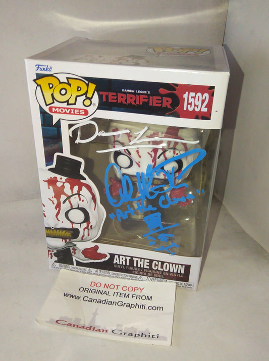David Howard Thornton & Damien Leone Hand Signed Autograph Art The Clown Funko Pop COA Terrifier