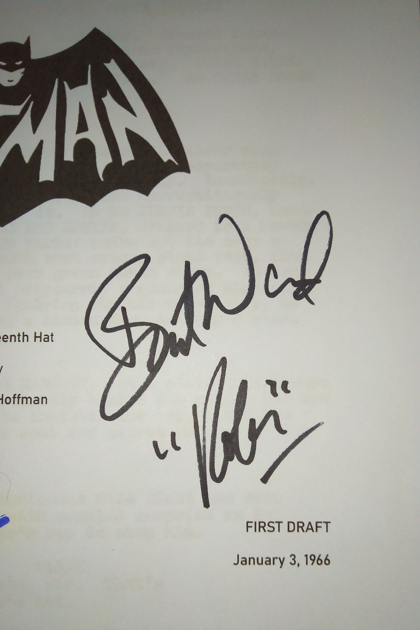 Adam West & Burt Ward Hand Signed Autograph Batman Script COA